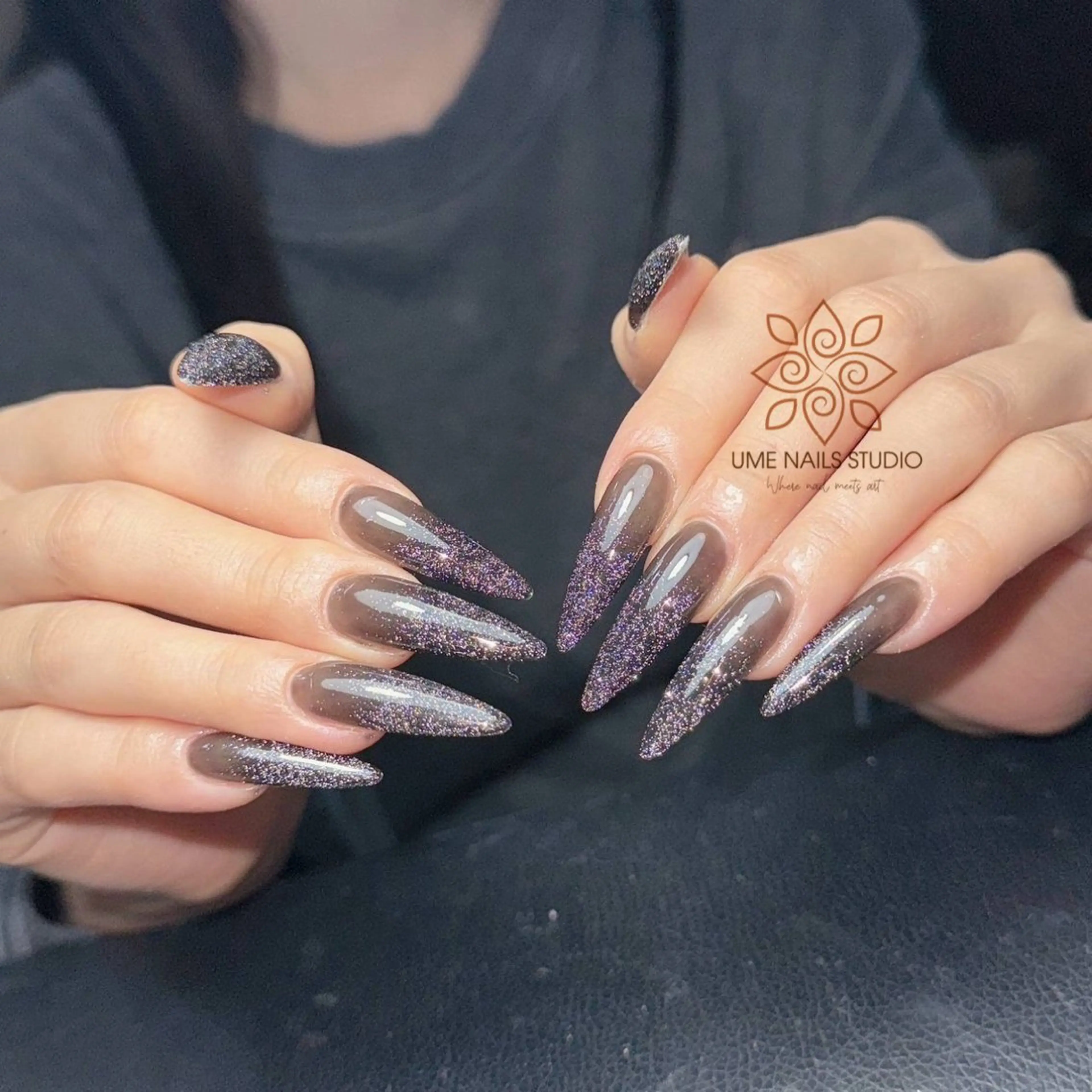 ネイル チークネイル クリアネイル ガーリー キラキラネイル 韓国ネイル ハンドネイル Ume Nail Studioのネイルデザイン