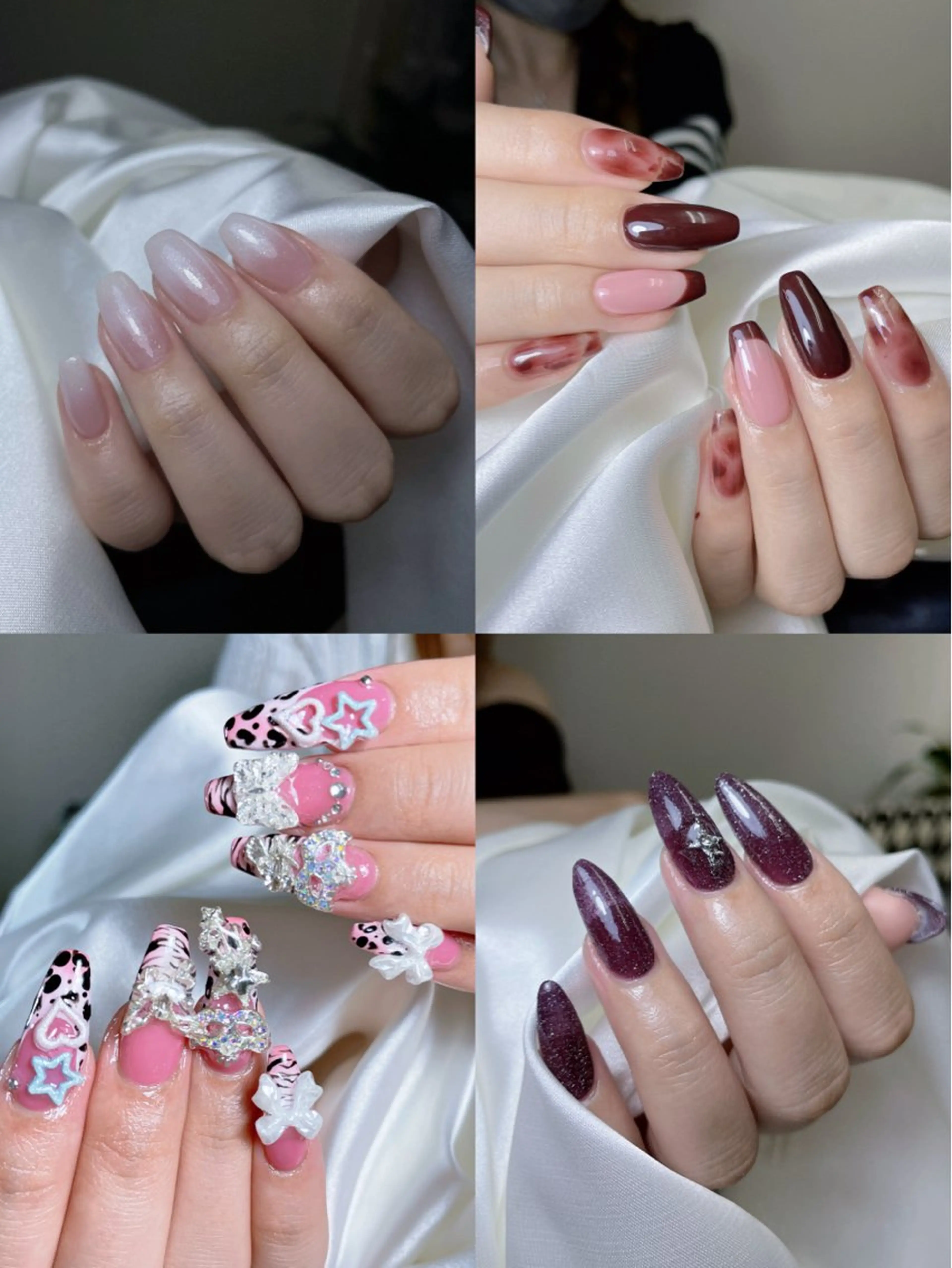ネイル ブラウン チークネイル 桜ネイル 長さ出し フットネイル YURI NAILのネイルデザイン