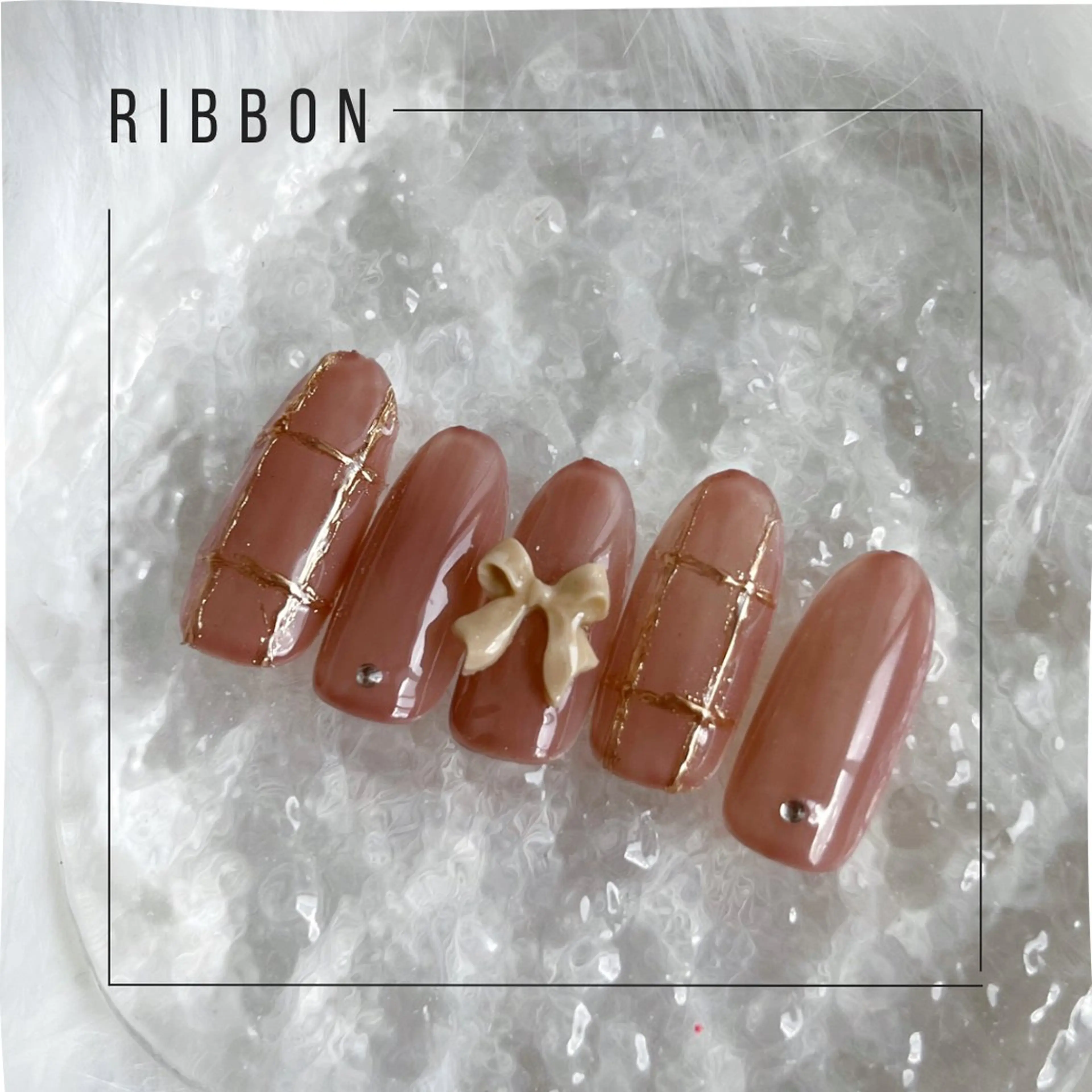 ネイル ブラウン ピンク ハンドネイル nail salon epeのネイルデザイン