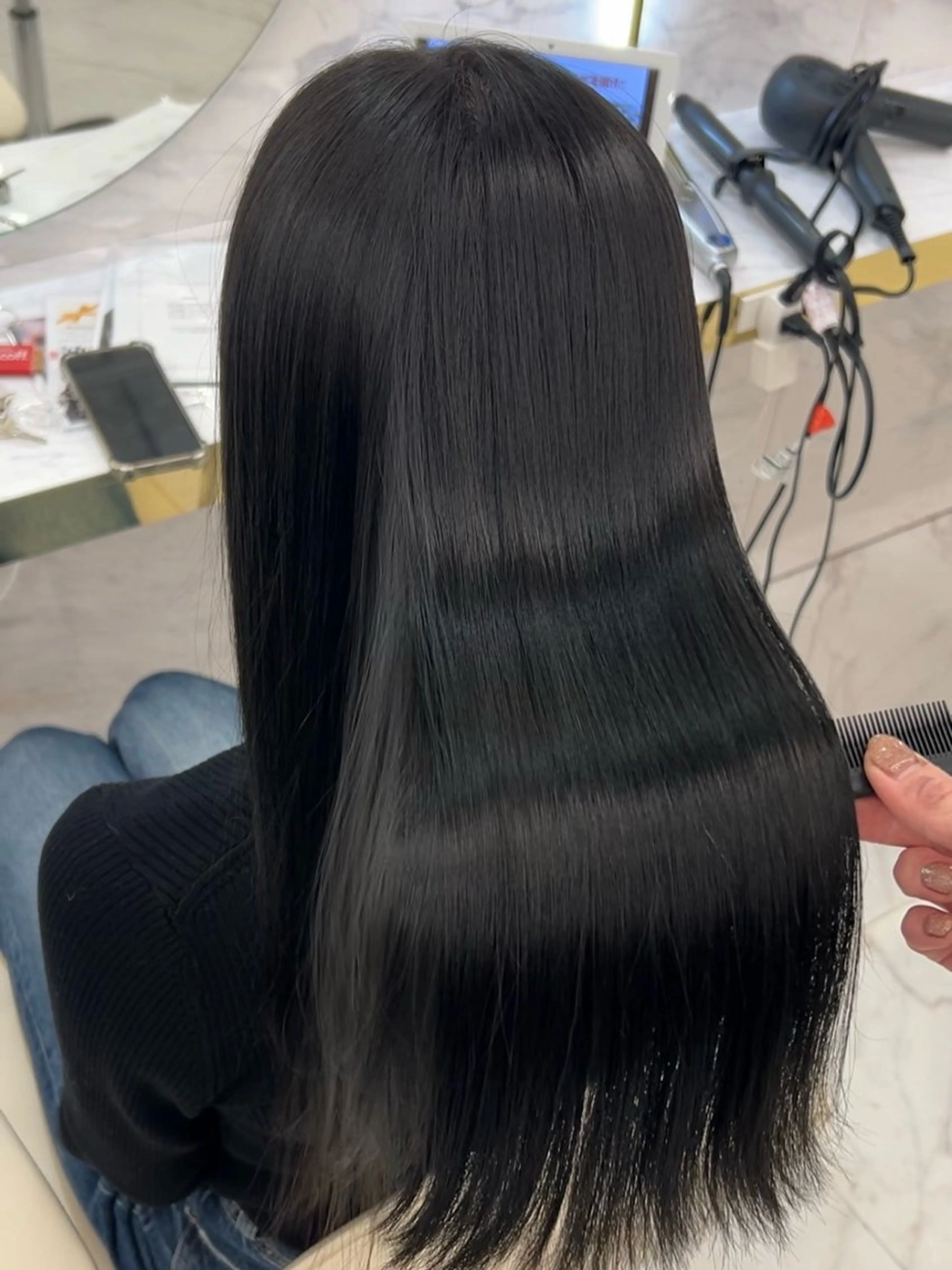 ロング カラー ヘアアレンジ 髪質改善 縮毛矯正 酸性ストレート カット ヘアカラー 縮毛矯正 トリートメント mao透明感カラー 似合わせヘアメイクのヘアスタイル
