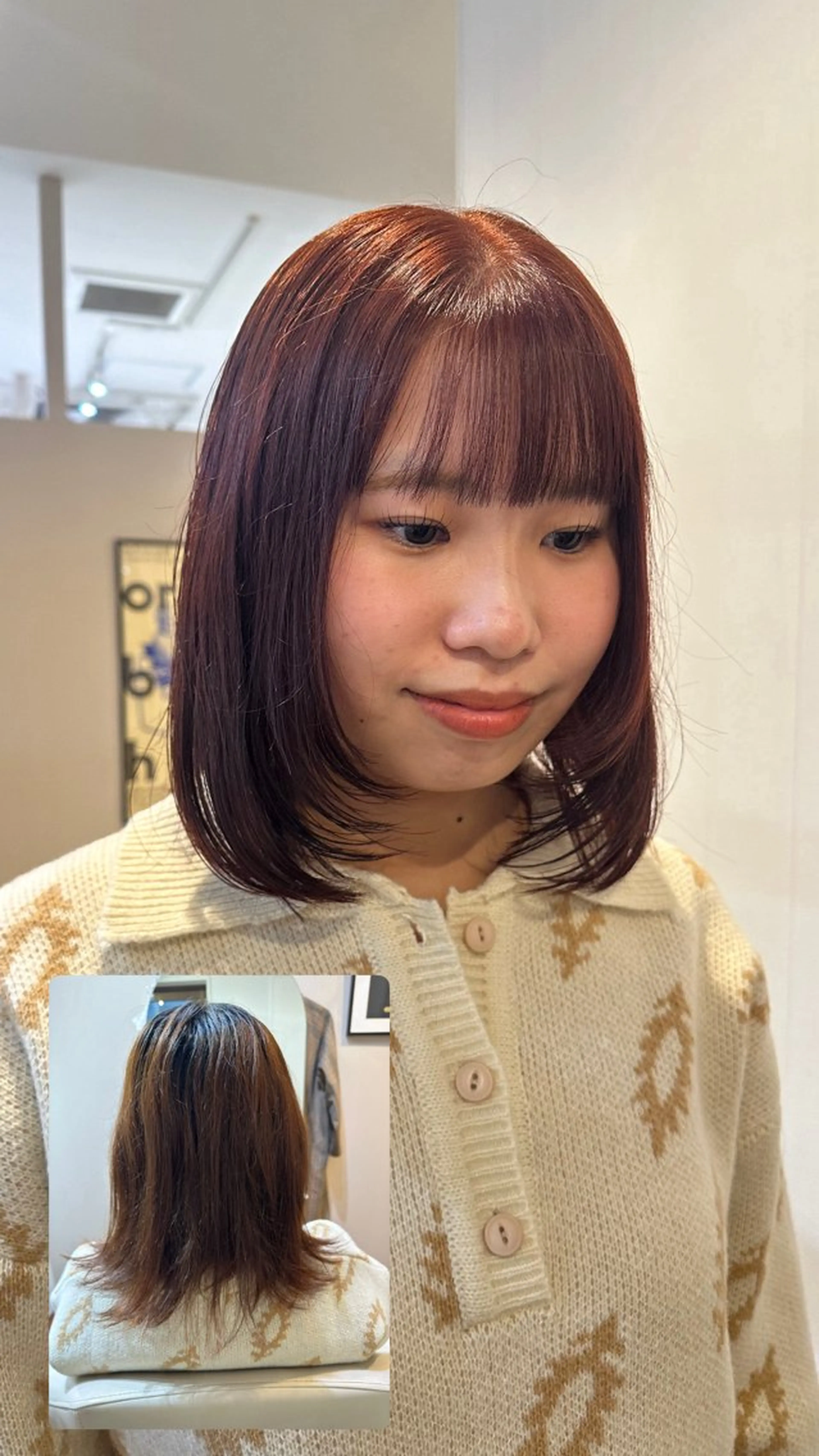 ミディアム レイヤーカット ヘアカラー bico所属・momo 札幌美容師のヘアスタイル