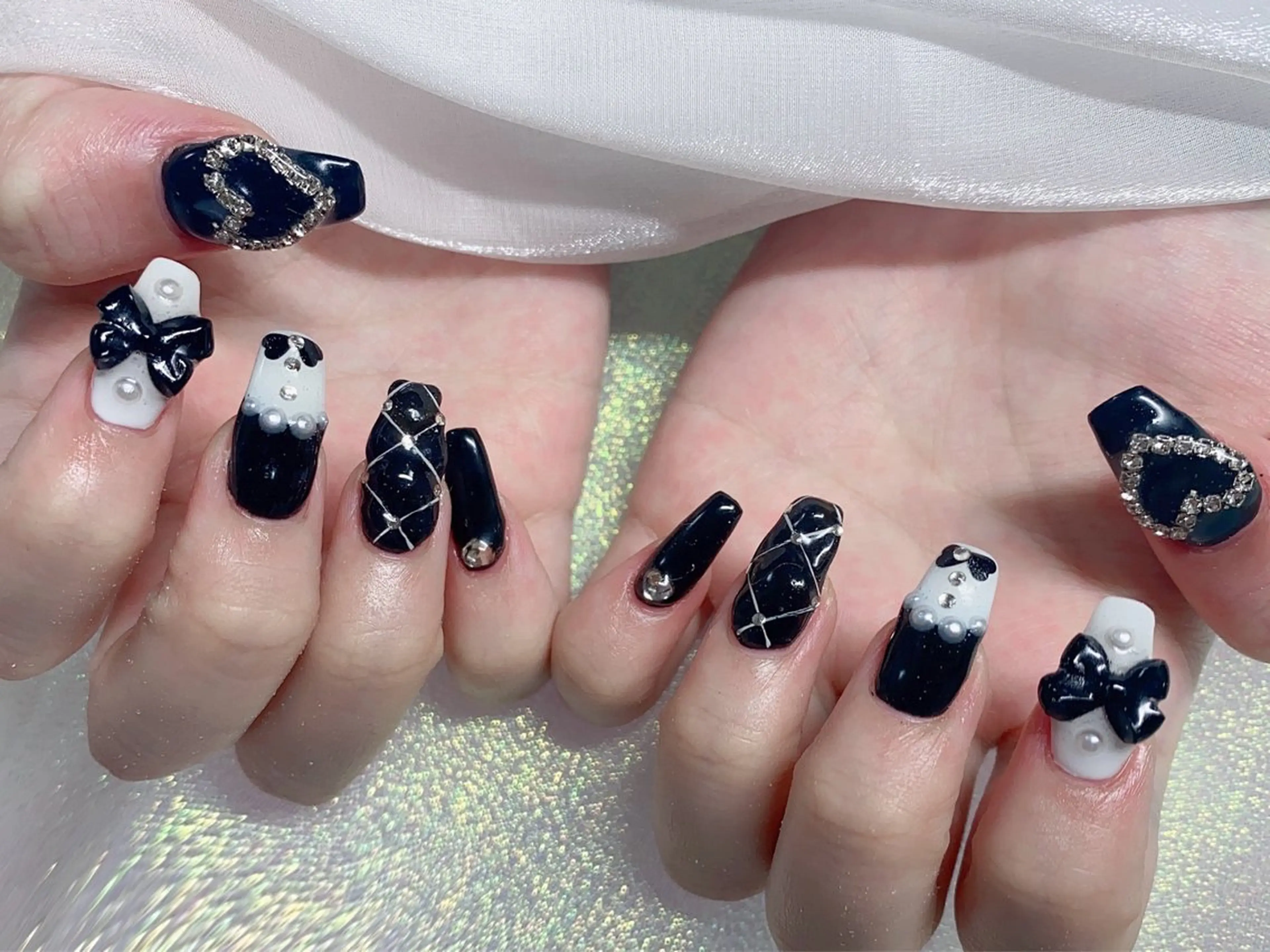ネイル 長さ出し ジェルネイル キラキラネイル 大理石ネイル(マーブル) ニュアンスネイル Morpho nailのネイルデザイン