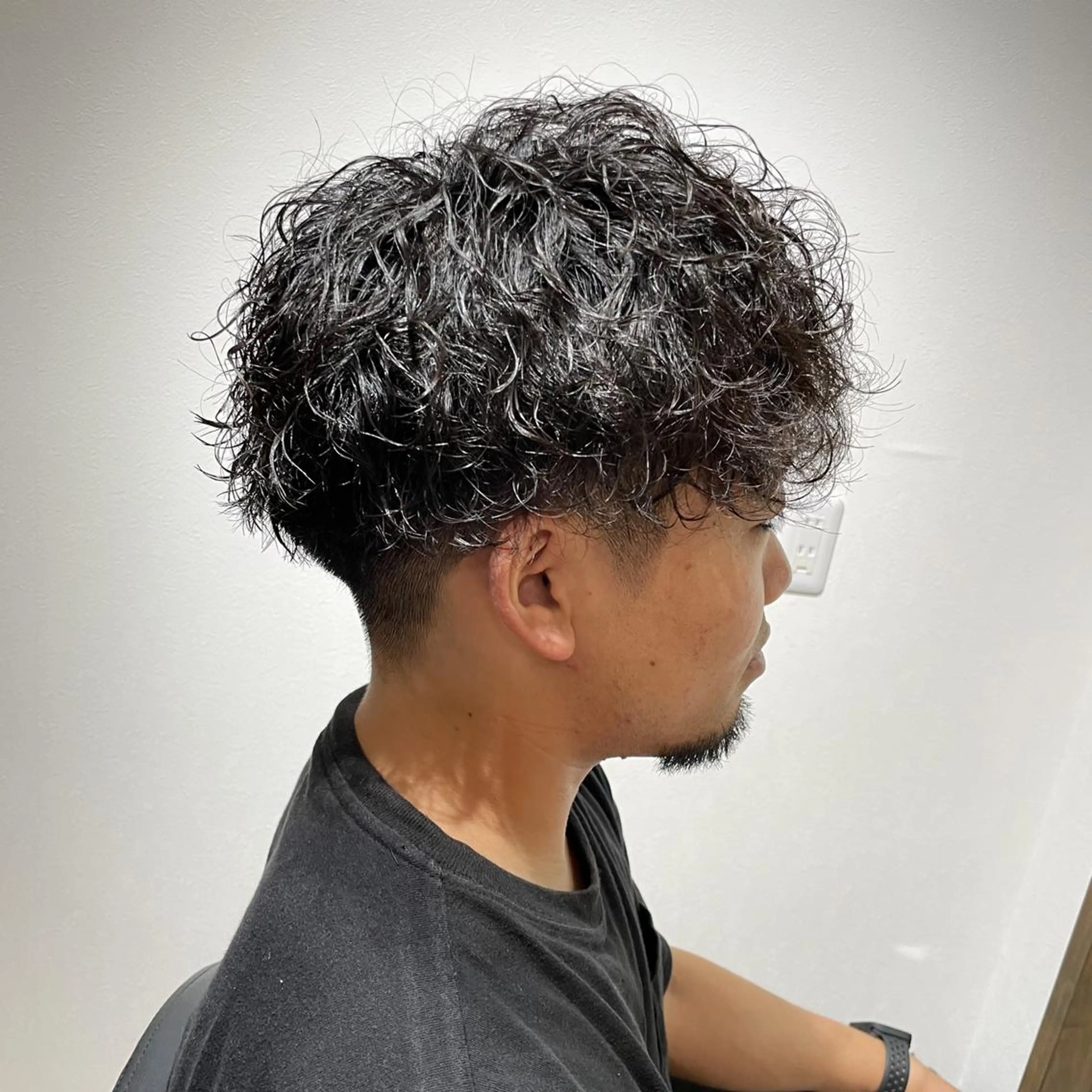 ミディアム パーマ メンズ アップバング センターパート マッシュ カット パーマ 名駅Private Salon　Noaのヘアスタイル