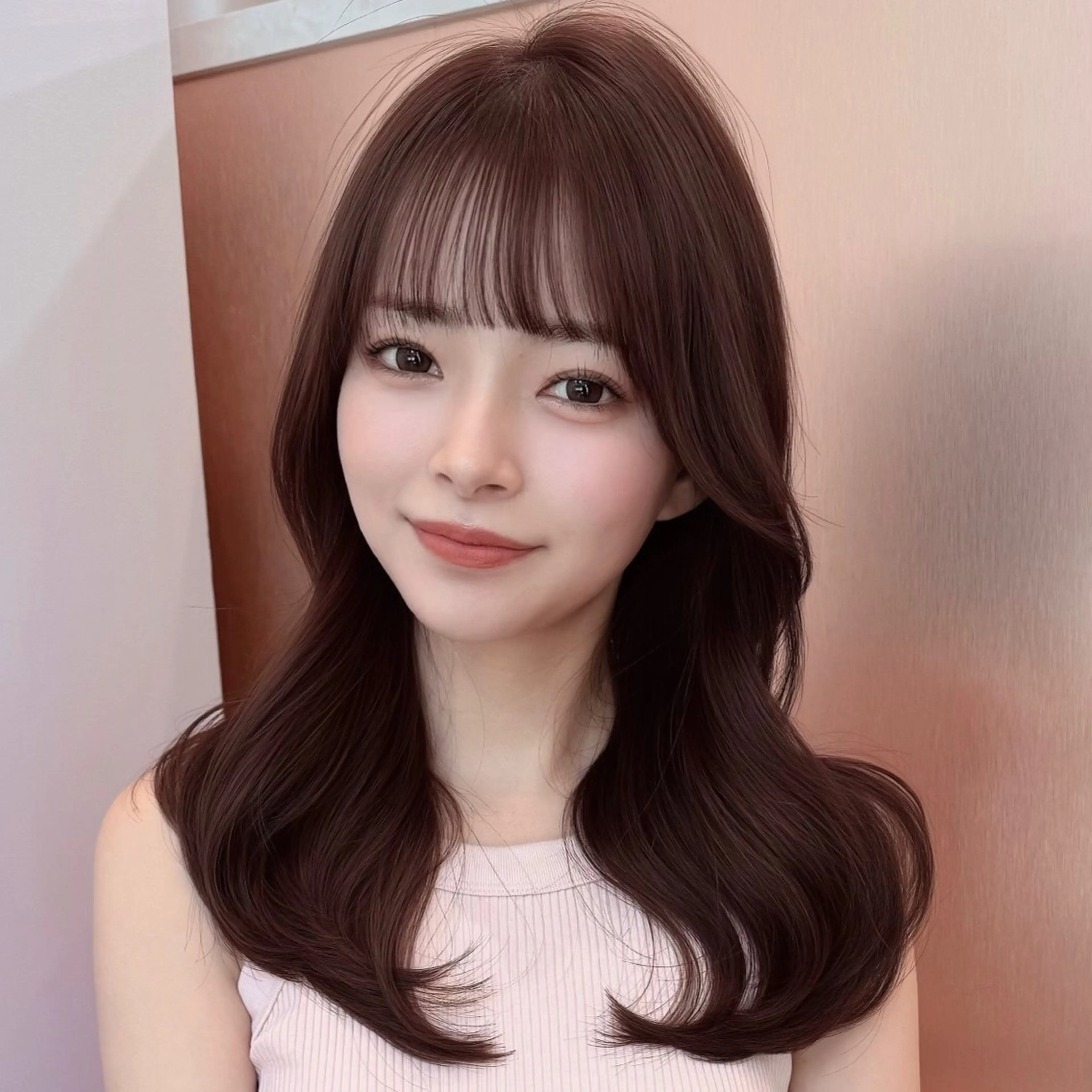 セミロング カット ヘアカラー トリートメント ボブ韓国風レイヤー 髪質改善/畠中ケントのヘアスタイル