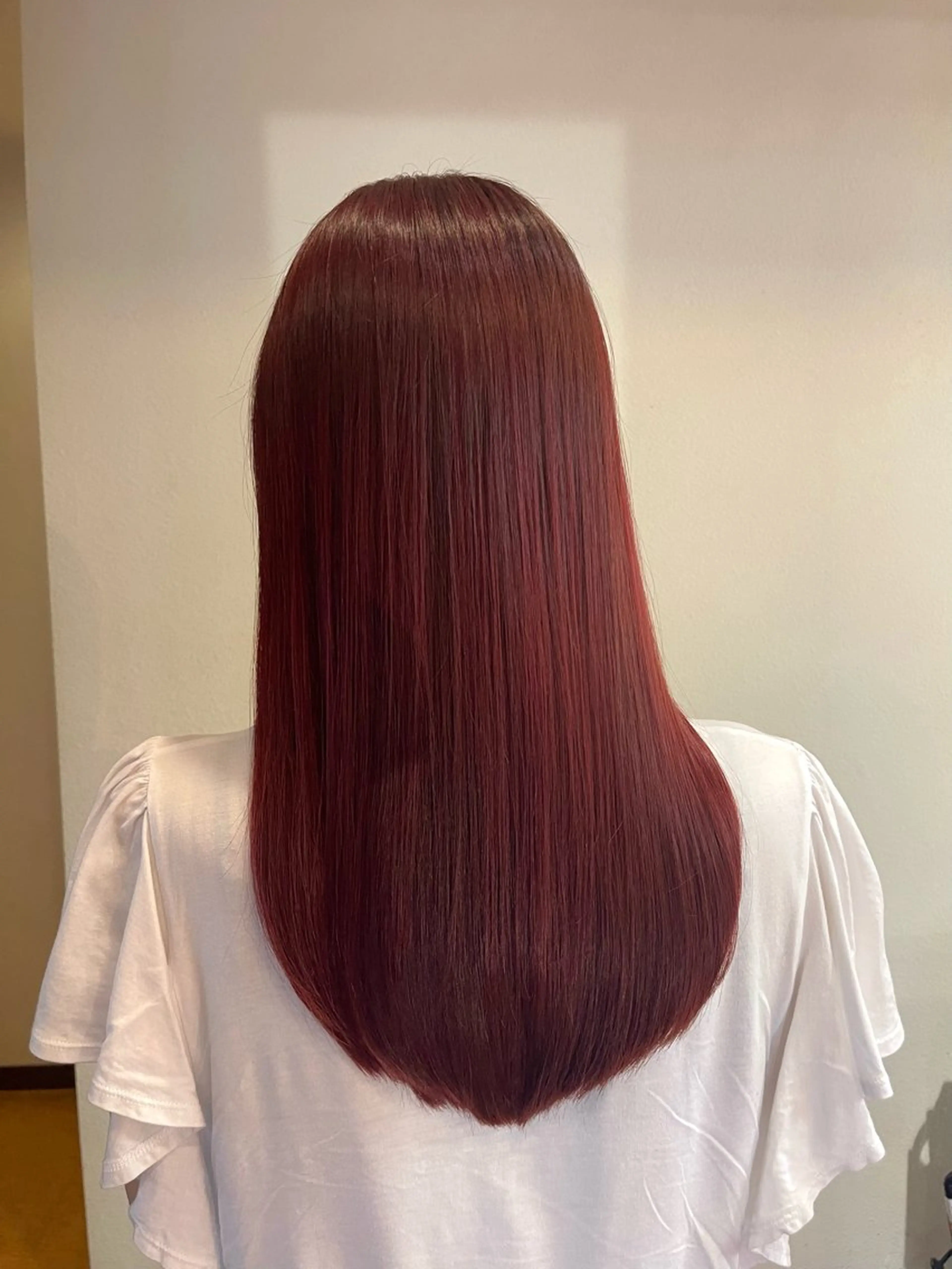 セミロング カラー ブリーチ ダブルカラー ブリーチなしカラー レッドカラー ヘアカラー トリートメント 髪質改善ｶﾗｰ ｹｱﾌﾞﾘｰﾁ/ﾀﾑのヘアスタイル