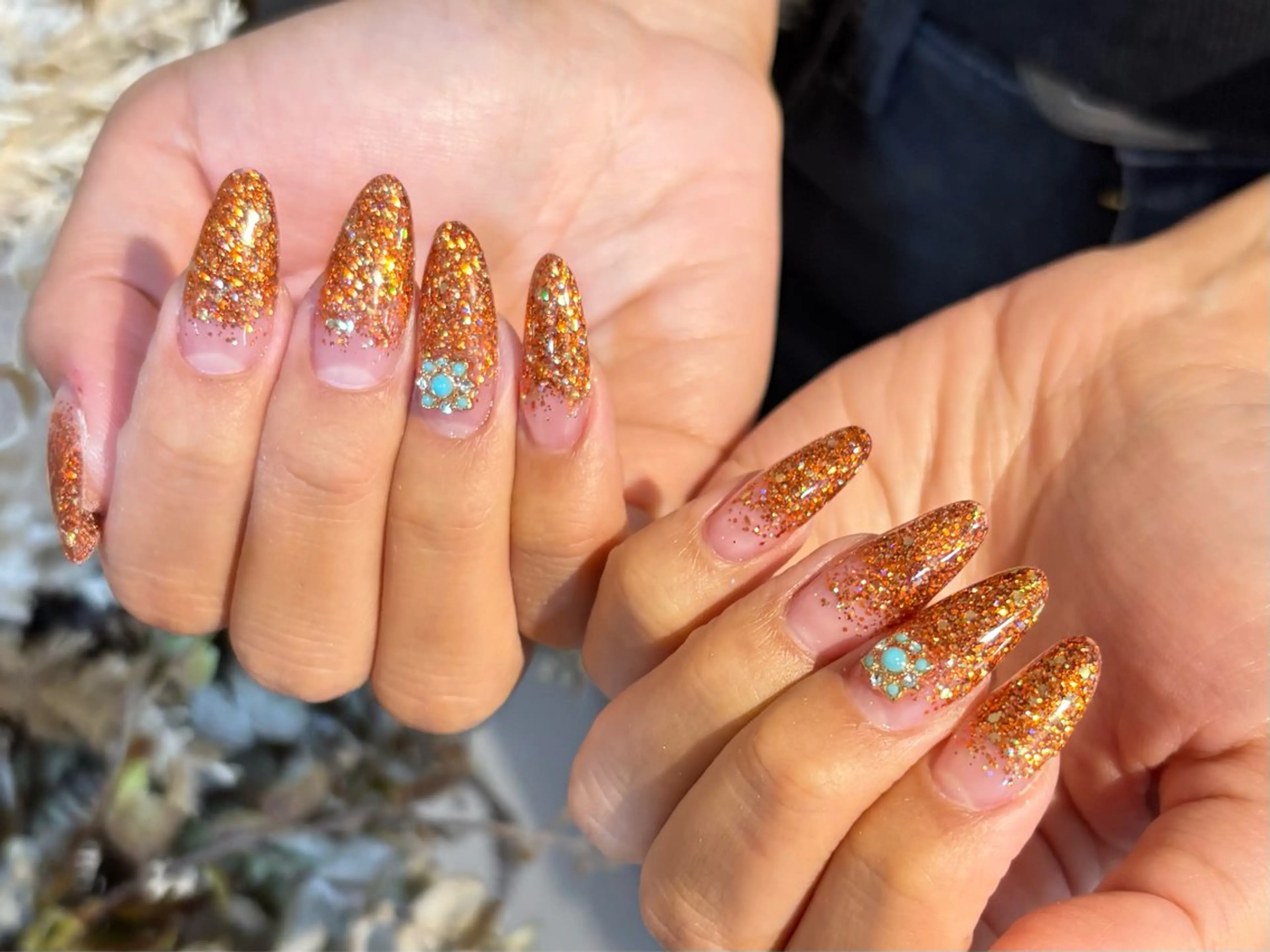 ネイル グラデーション キラキラネイル ラメ(グリッター) ラメグラデーション ロングネイル Salute本店 🦋仲原里佳のネイルデザイン