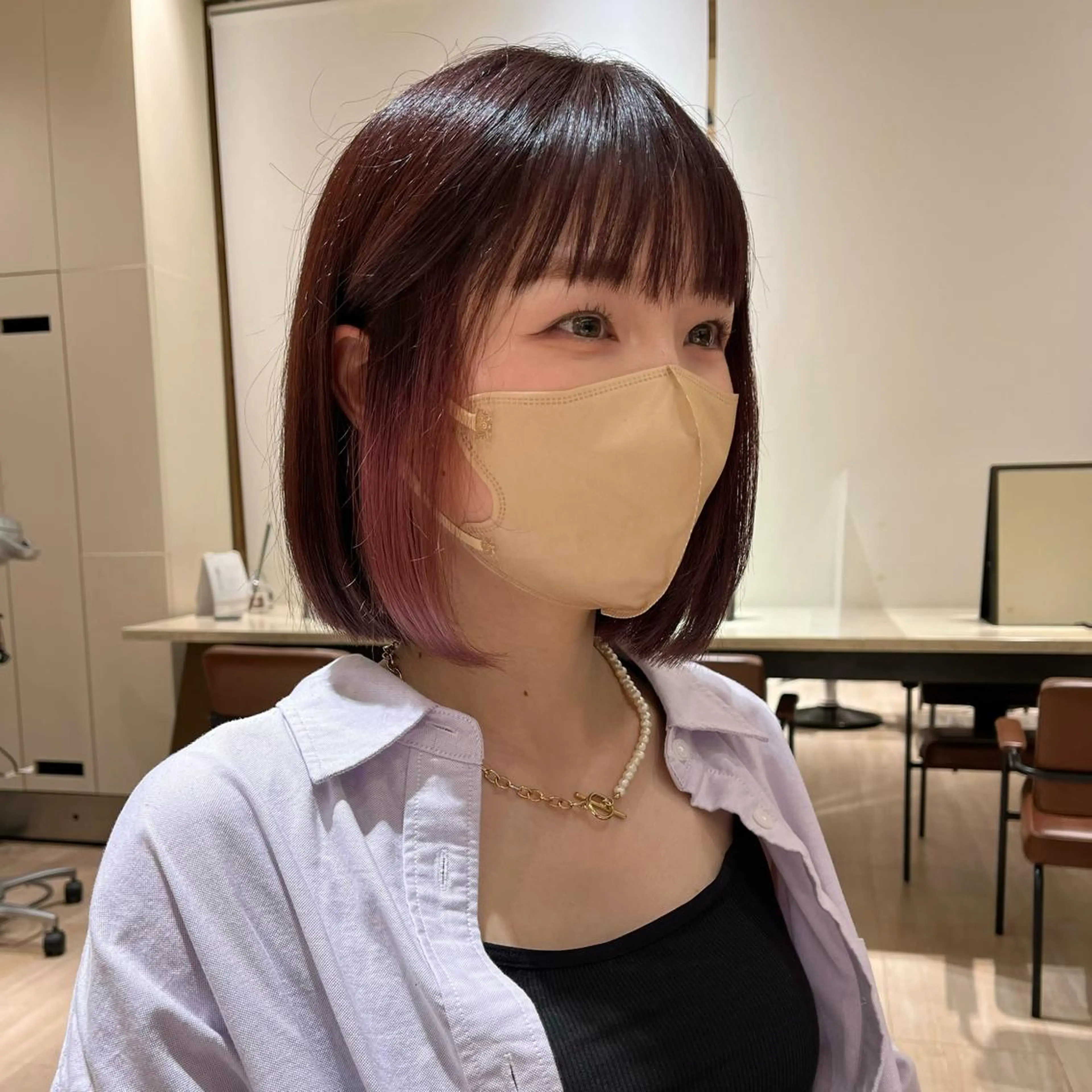 ショート カラー イヤリングカラー ボブ Je suis heureuse Tres所属・早朝セット☀️ レイヤー/Momoのヘアスタイル