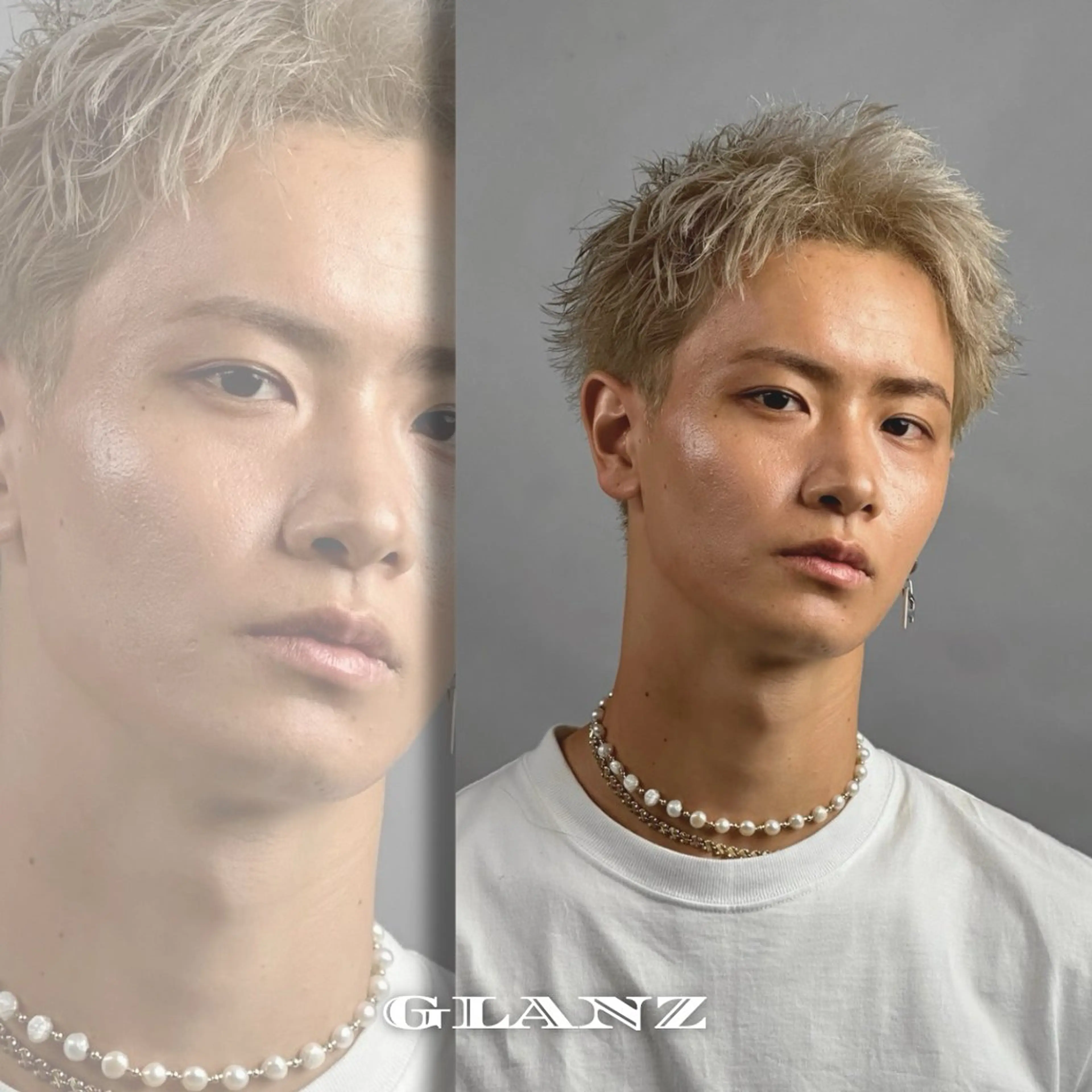 ショート カラー メンズ フェードカット スキンフェード スパイキーショート ダブルカラー ショートヘア カット ヘアカラー GLANZ/メンズ カットモデル予約用のヘアスタイル