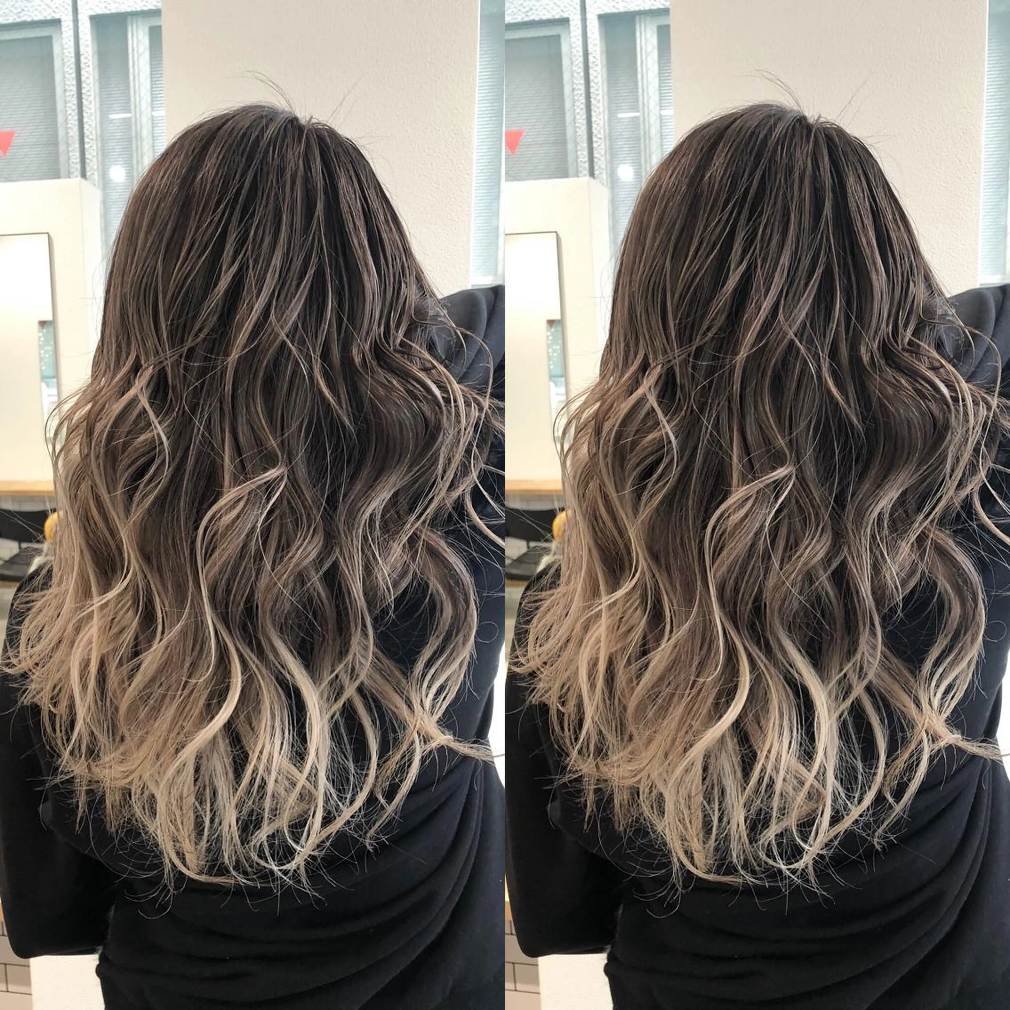 セミロング カラー バレイヤージュ レイヤーカット ヘアカラー JILBLAN京都 ショート/ハイライトのヘアスタイル