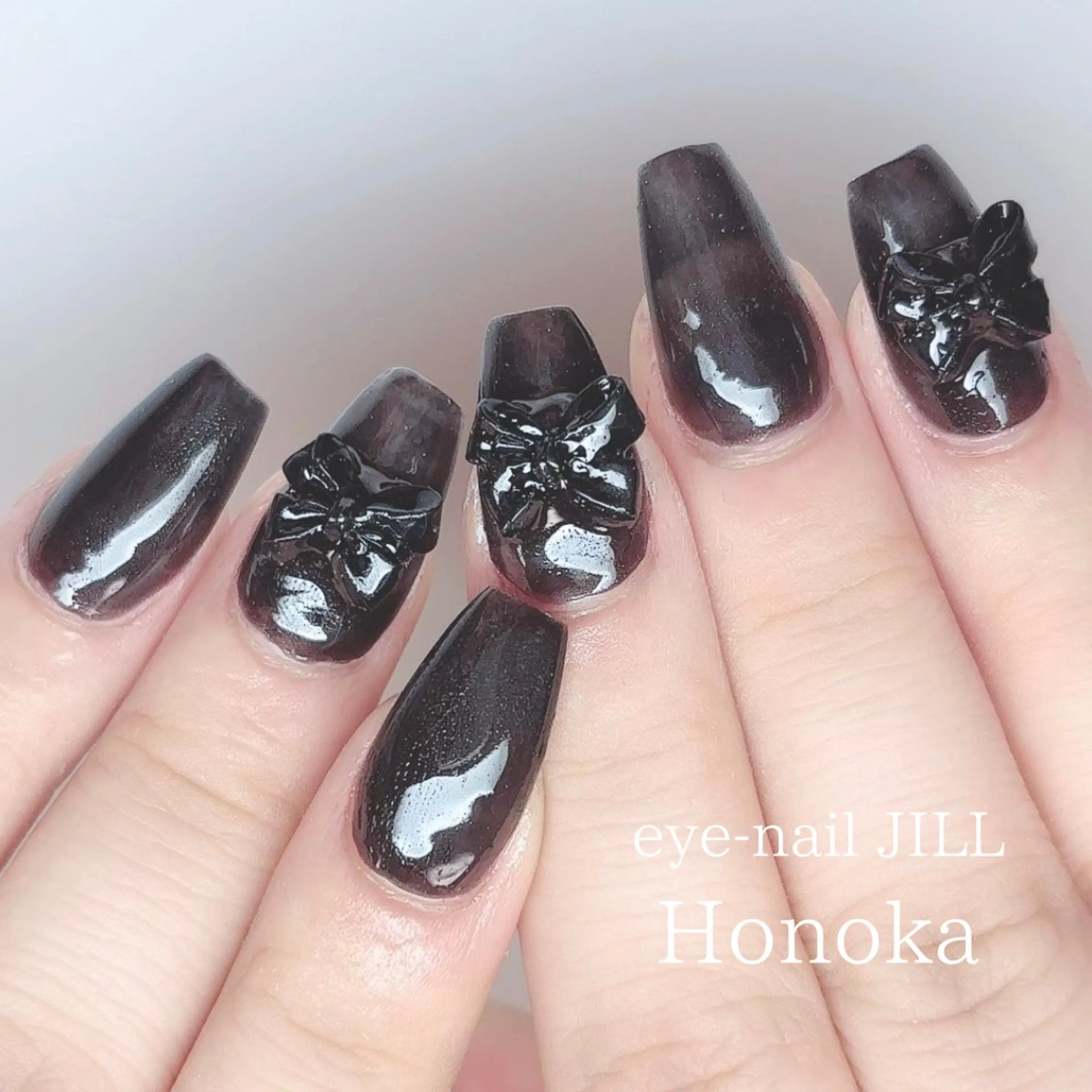 ネイル リボン スカルプネイル ハンドネイル JILL Honokaのネイルデザイン