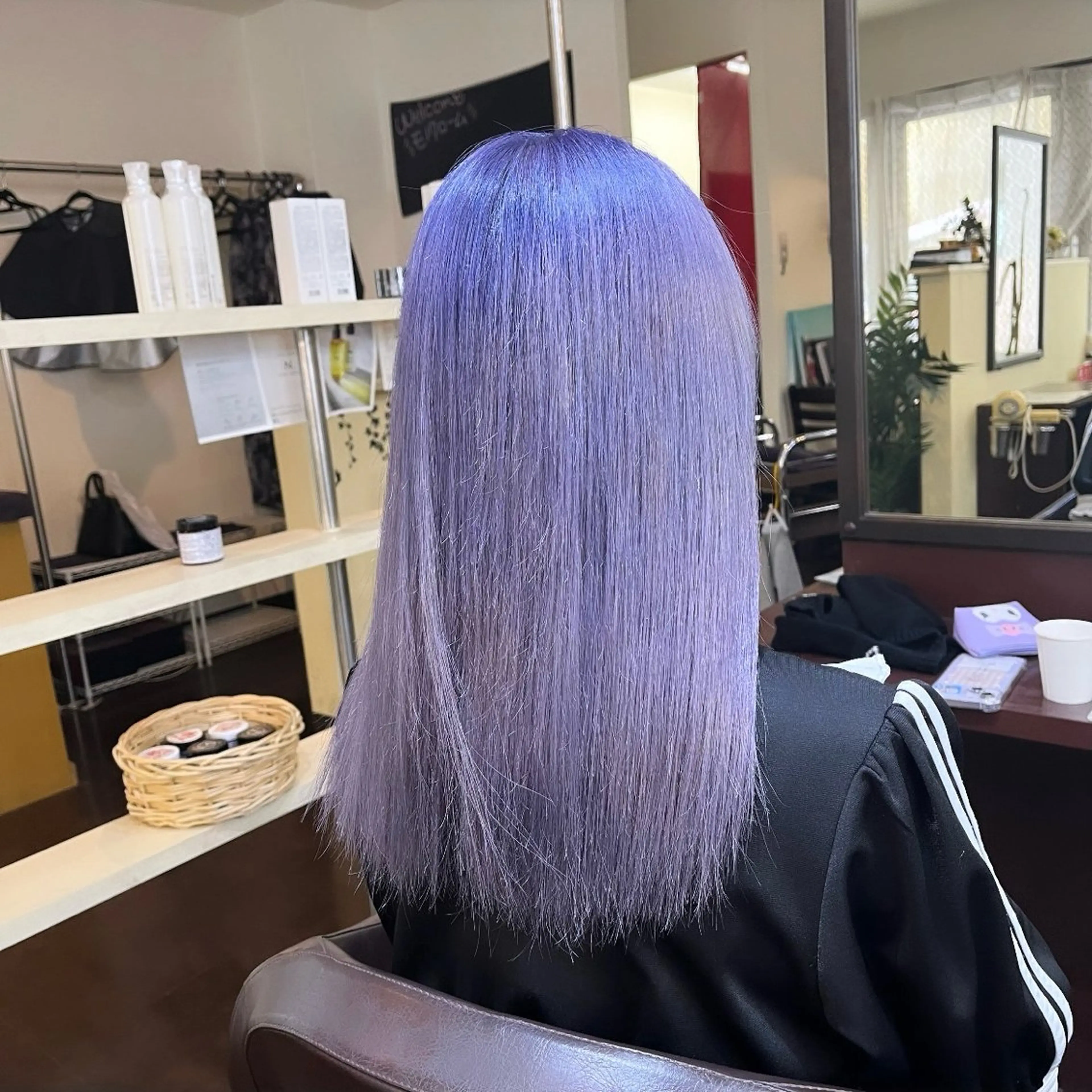 セミロング カラー アッシュ ラベンダーカラー ラベンダーアッシュ エクステ 編み込みエクステ/ ハイトーン りょすけのヘアスタイル