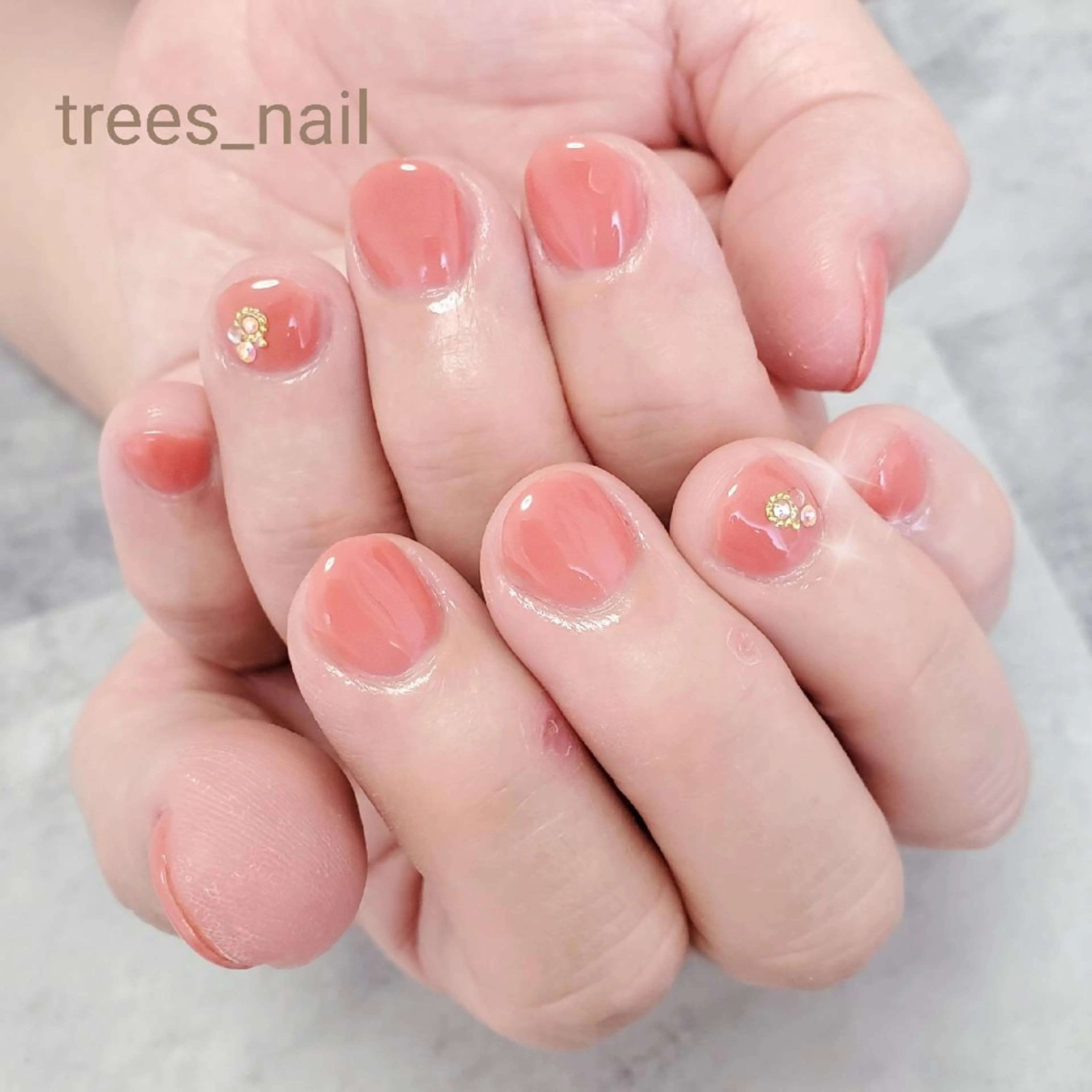 ネイル ジェルネイル ワンカラーネイル ピンク シンプルネイル trees_ nailのネイルデザイン