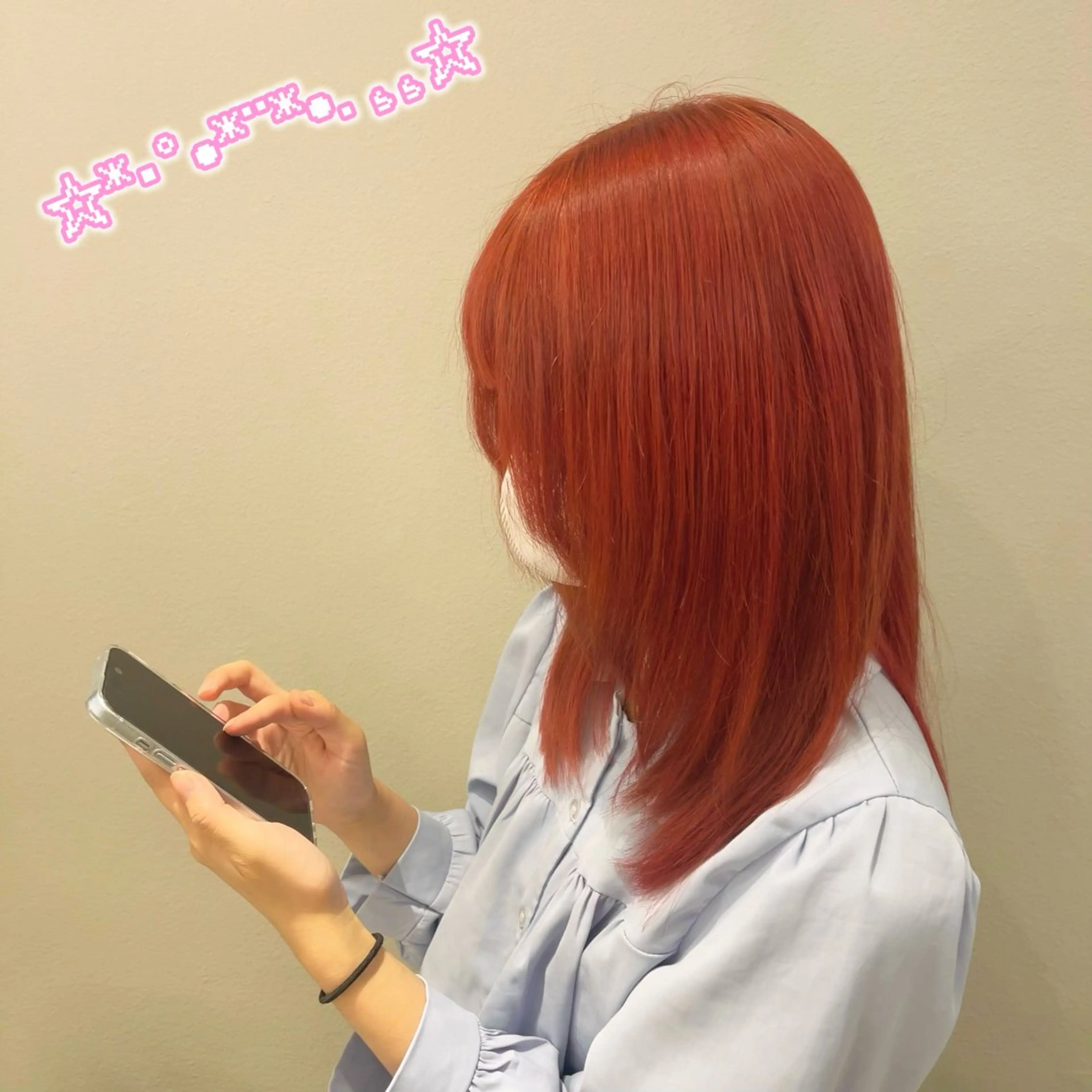 ミディアム カラー ヘアカラー ヘアセット/ピンク /レッド/あつはのヘアスタイル