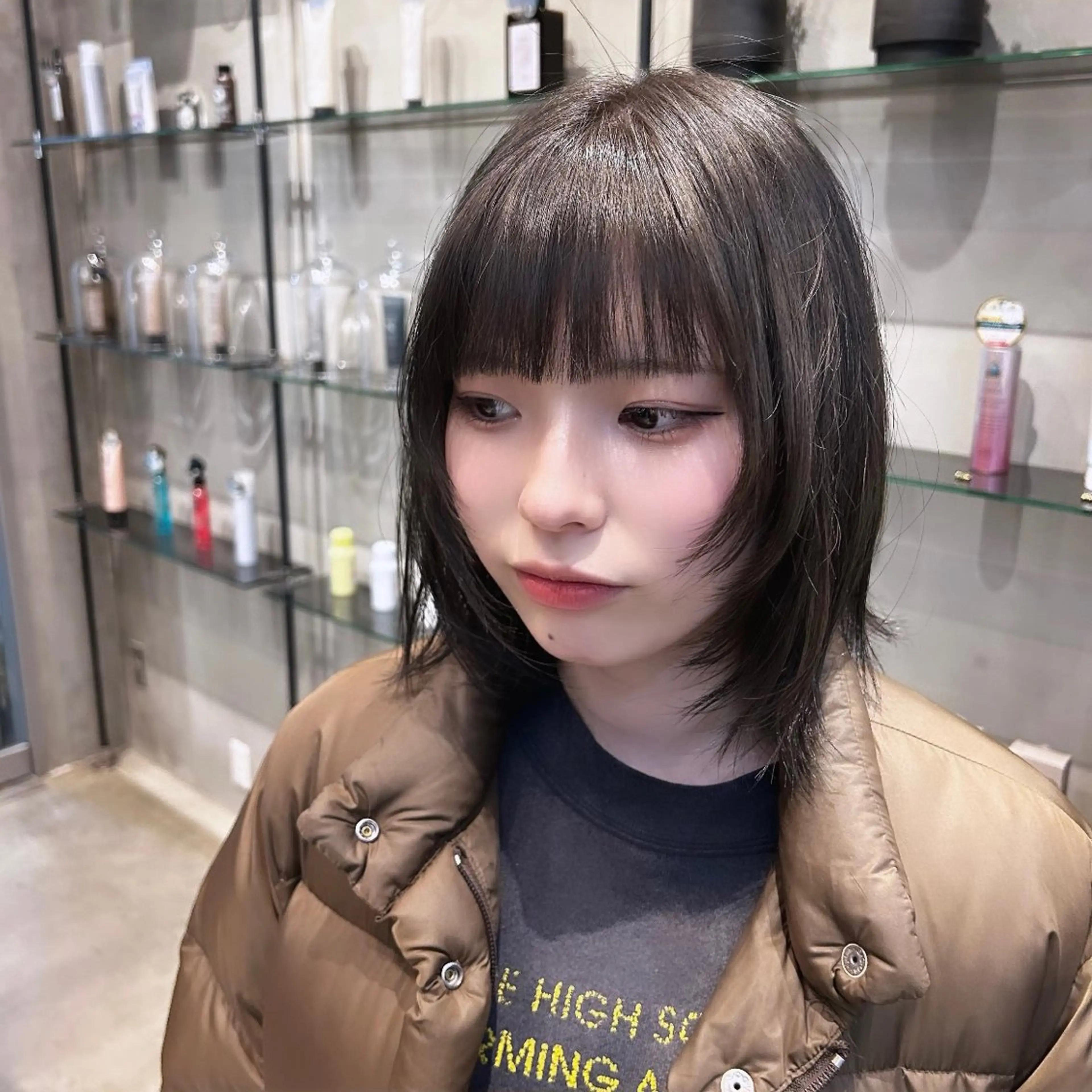 ミディアム カラー 田中 励也 縮毛矯正のヘアスタイル