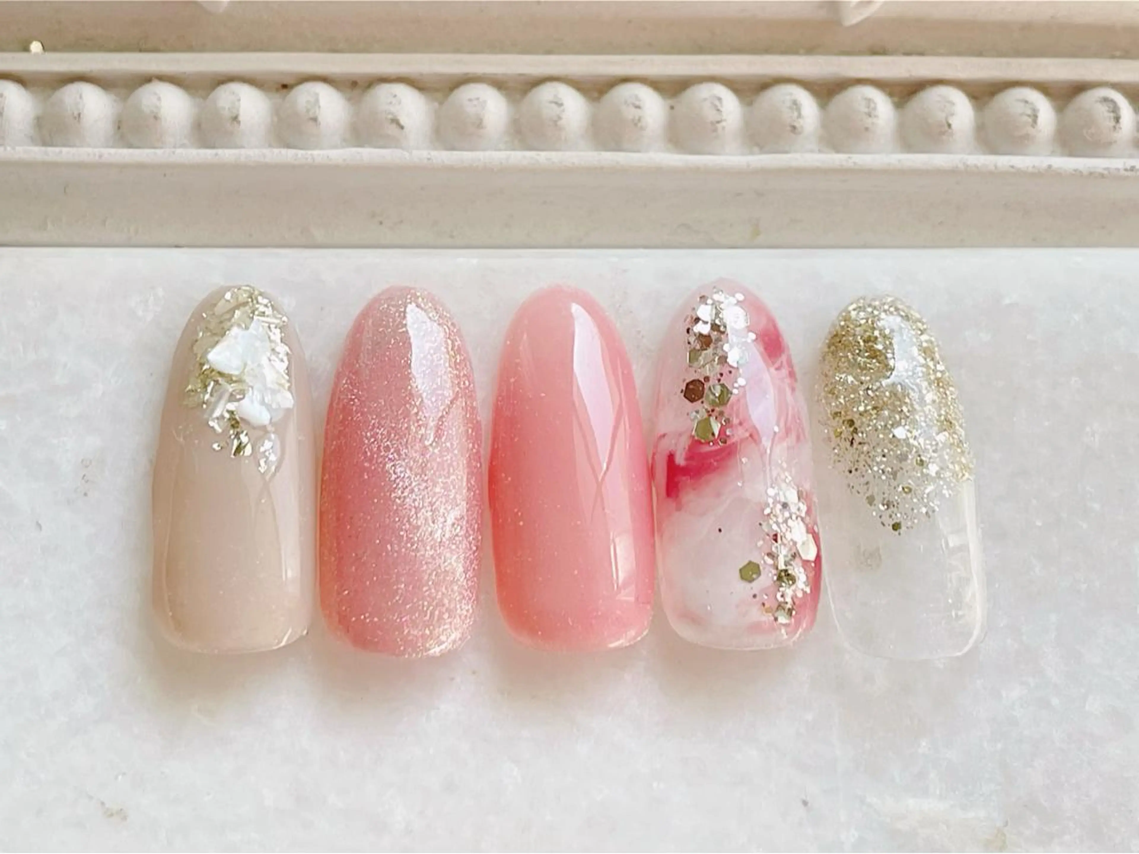 ネイル ジェルネイル マグネットネイル パラジェル 春ネイル ハンドネイル Satomi  のネイルデザイン