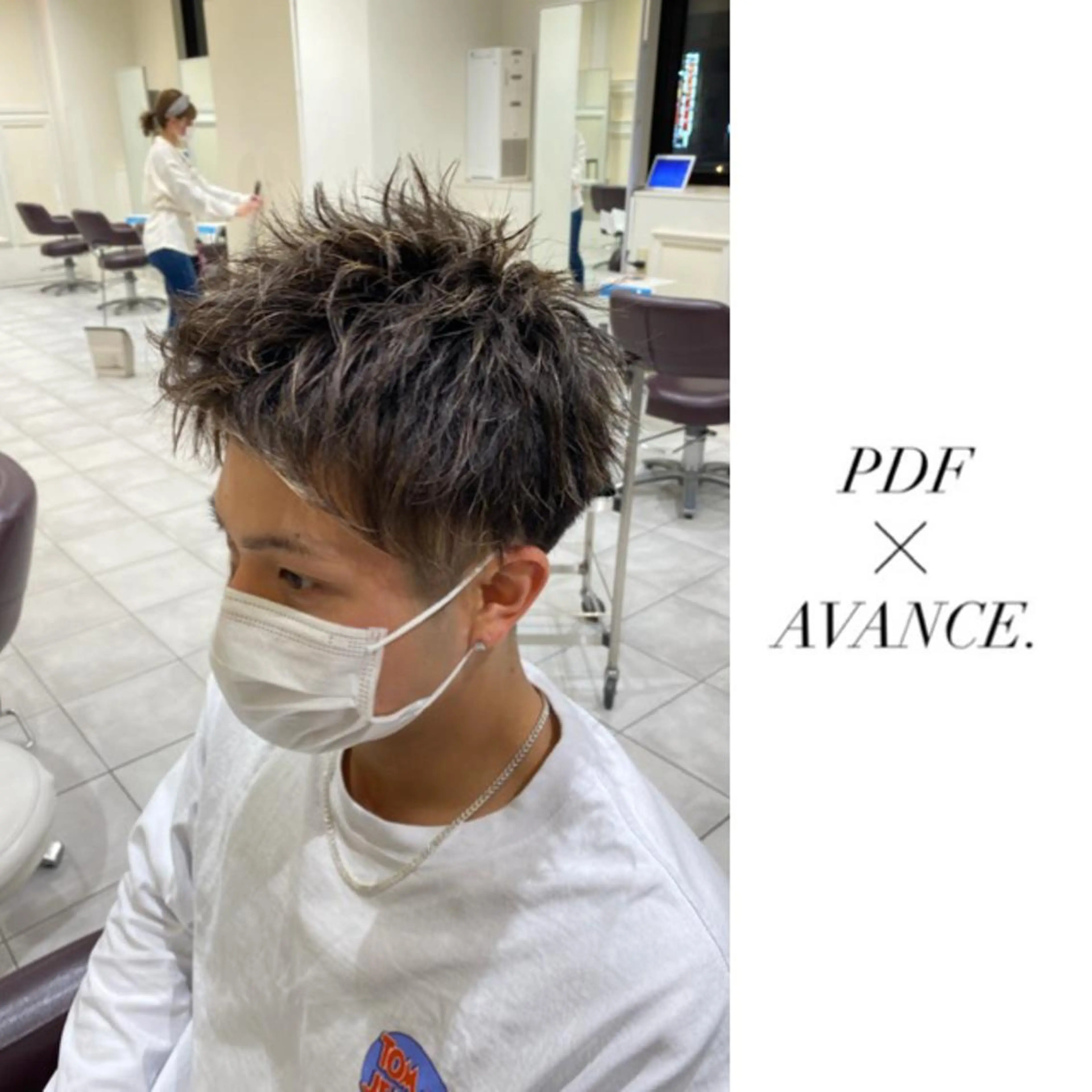 ショート カラー パーマ メンズ メンズバレイヤージュ アップバング メンズブリーチ メンズハイライト アディクシーカラー カット ヘアカラー AVANCE.難波 店長 松元のヘアスタイル