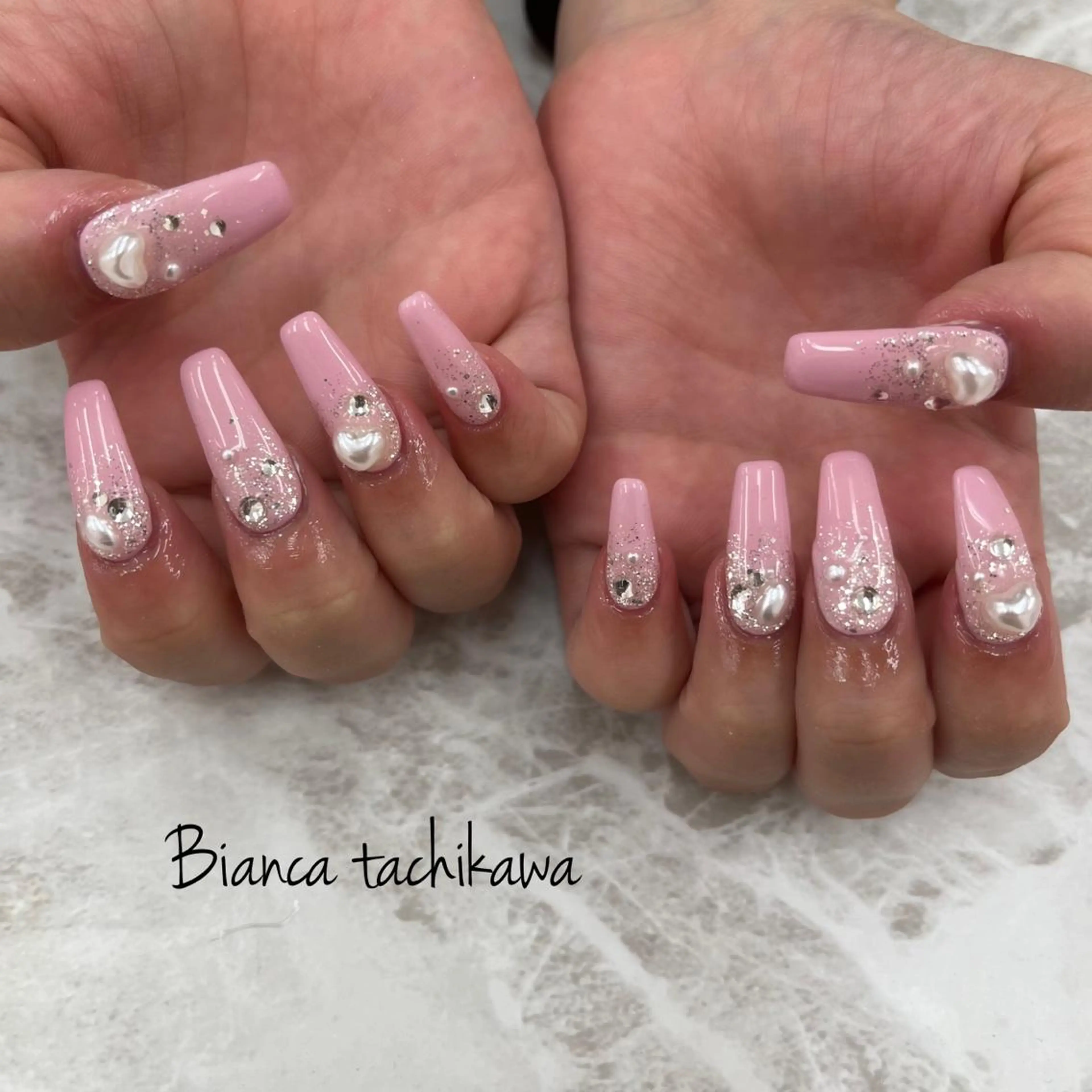 ネイル ピンク スカルプネイル ハンドネイル Bianca☁国分寺 🤍店長/黒木愛美のネイルデザイン