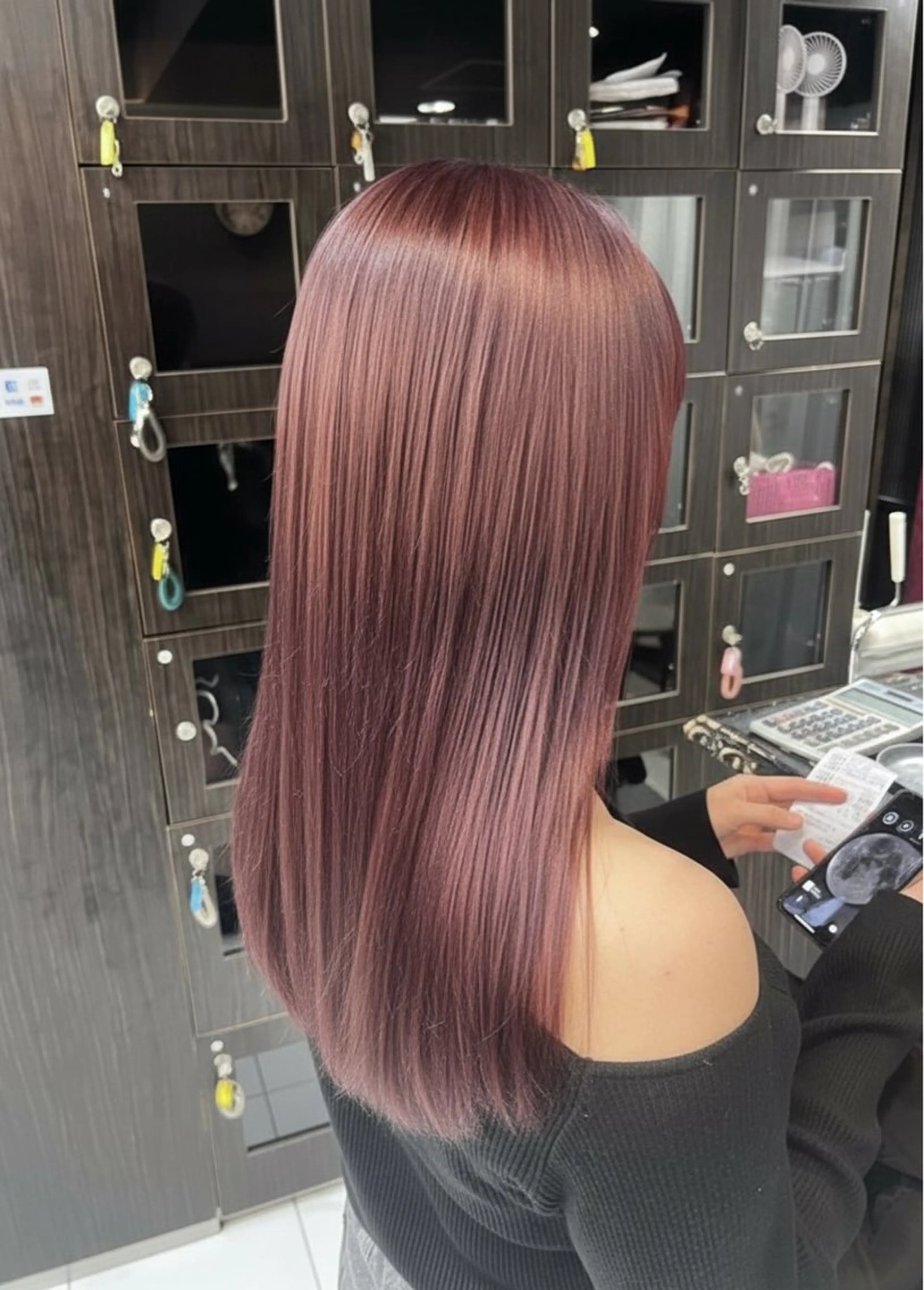 ロング ピンクブラウン ヘアカラー トリートメント 🖤デザインカラー❤ kana🖤のヘアスタイル