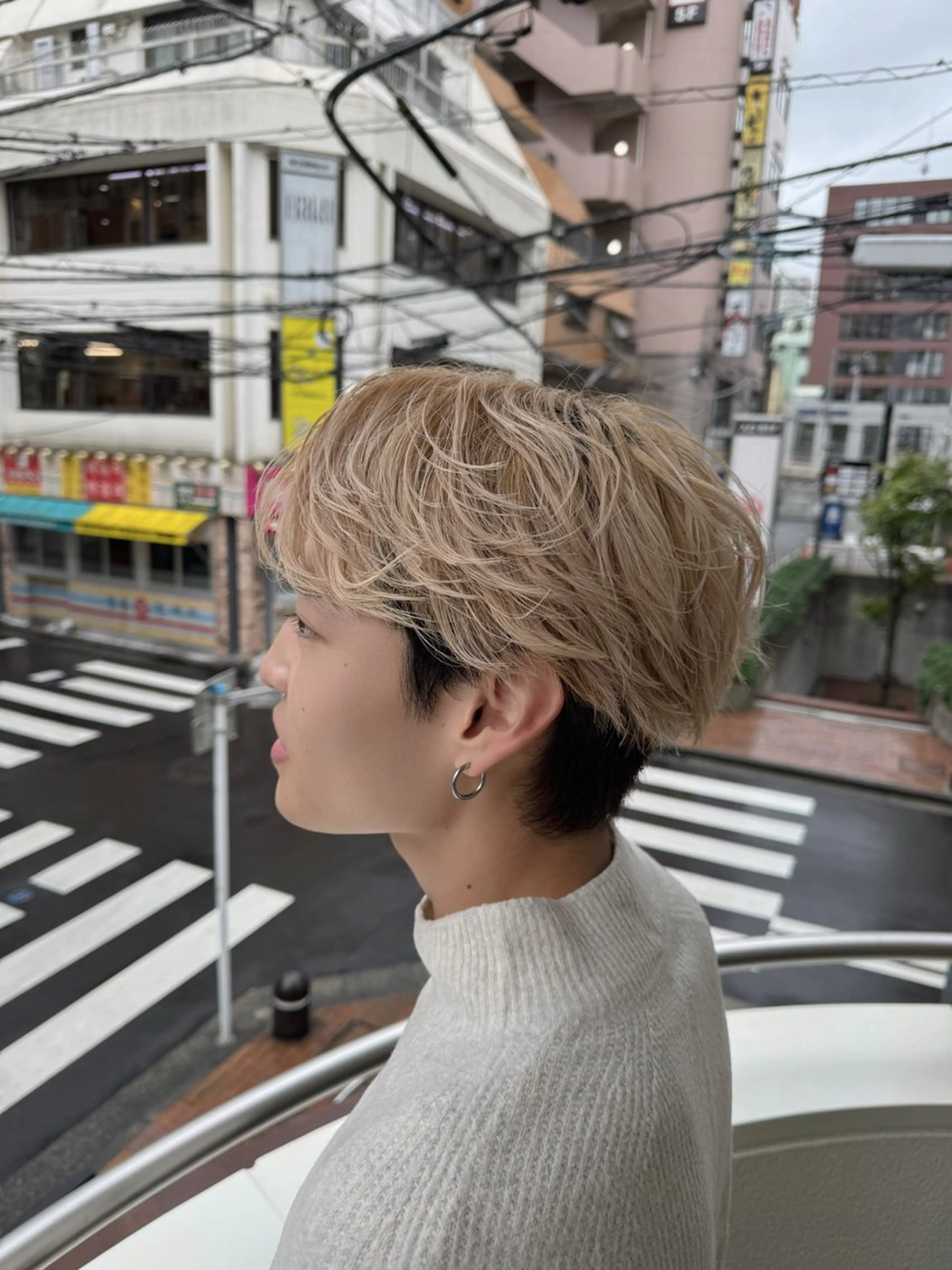 メンズ カット ラウンドマッシュ/ニ アンスシャドウパーマのヘアスタイル