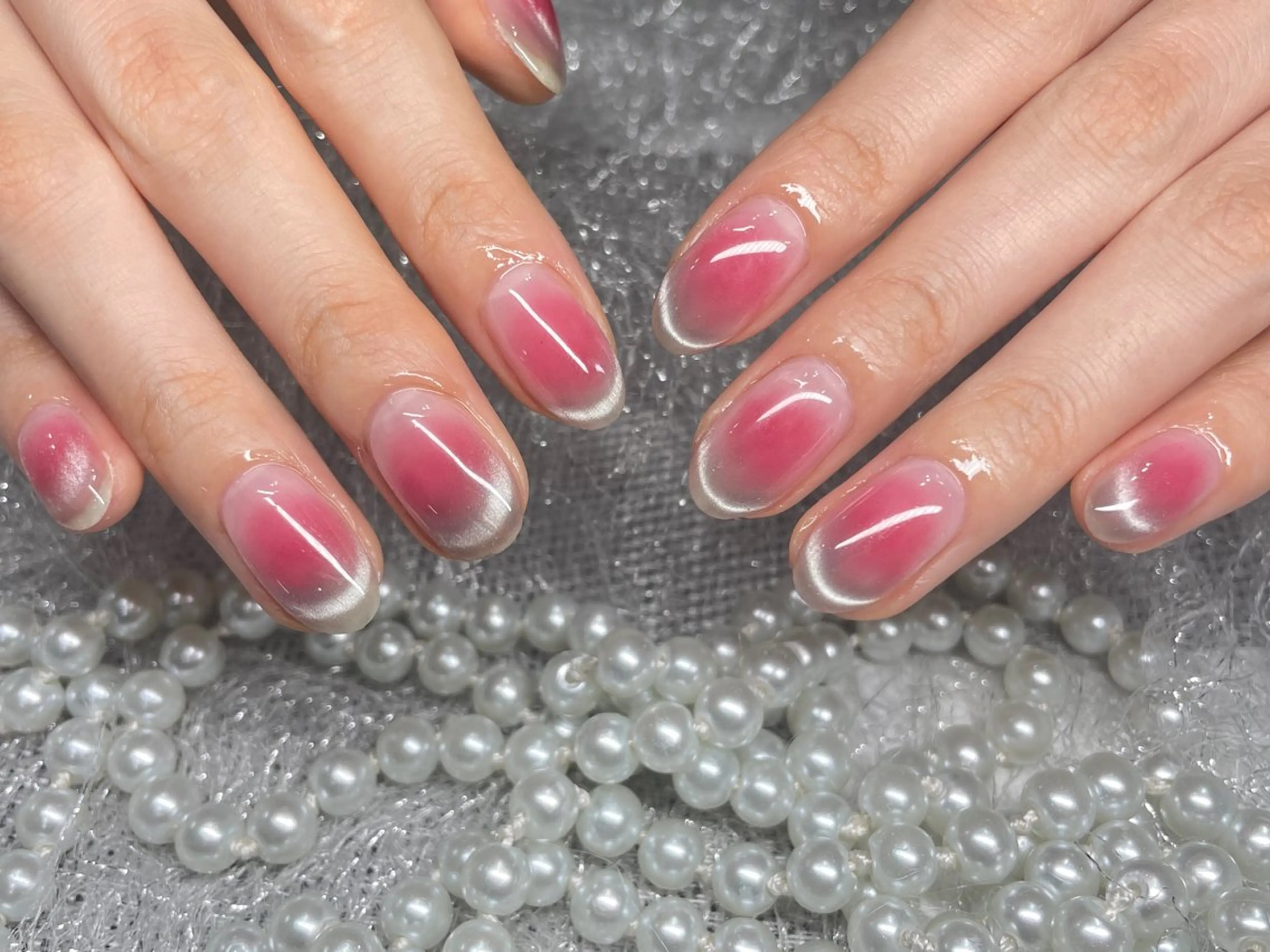 ネイル 長さ出し フットネイル フレンチネイル ジェルネイル ガラスフレンチ ハンドネイル ハンドケア Best Nail池袋東口店のネイルデザイン