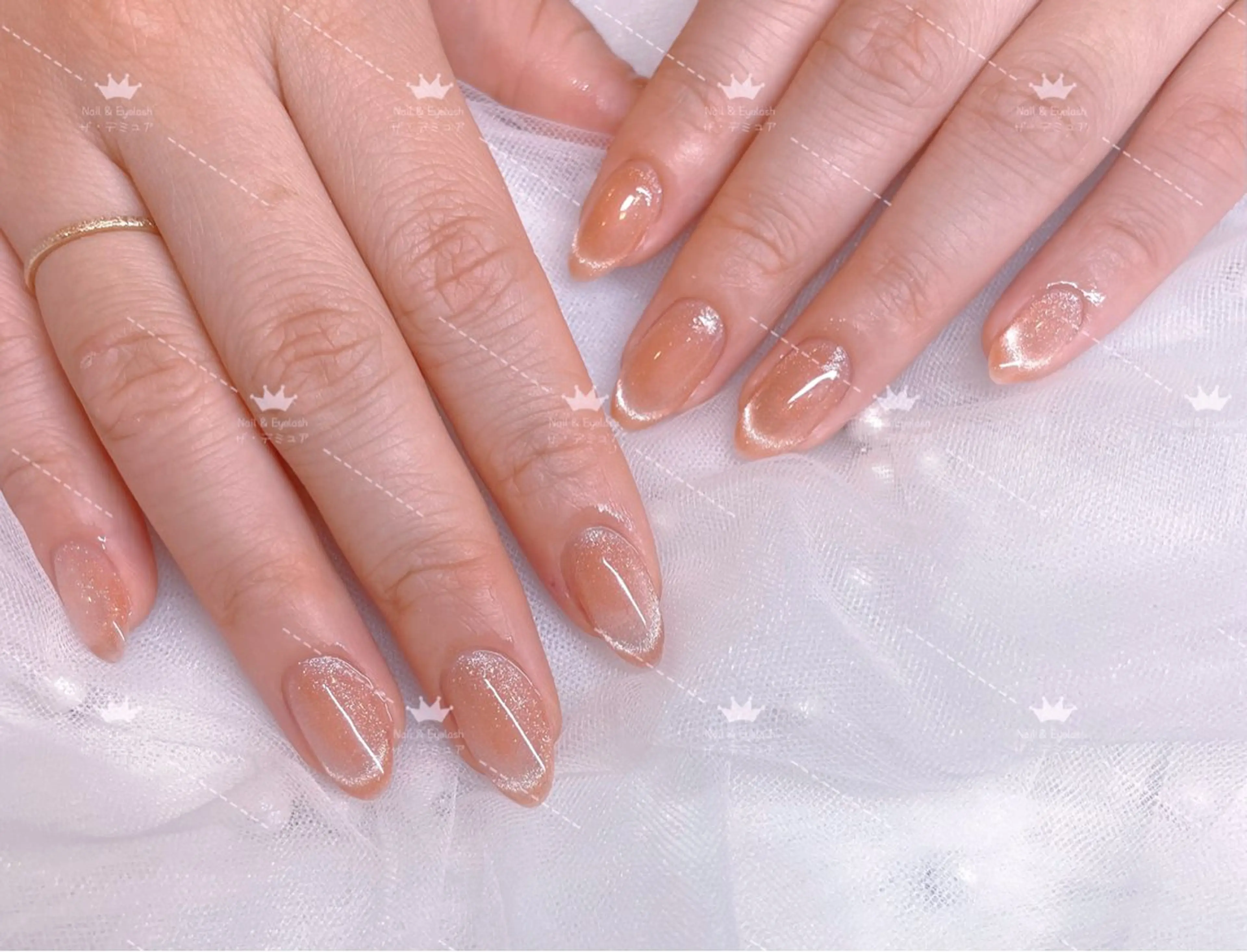 ネイル アートネイル 韓国ネイル 水色 ロングネイル マグネットネイル ハンドネイル ハンドケア NailDemure 【銀座店】のネイルデザイン