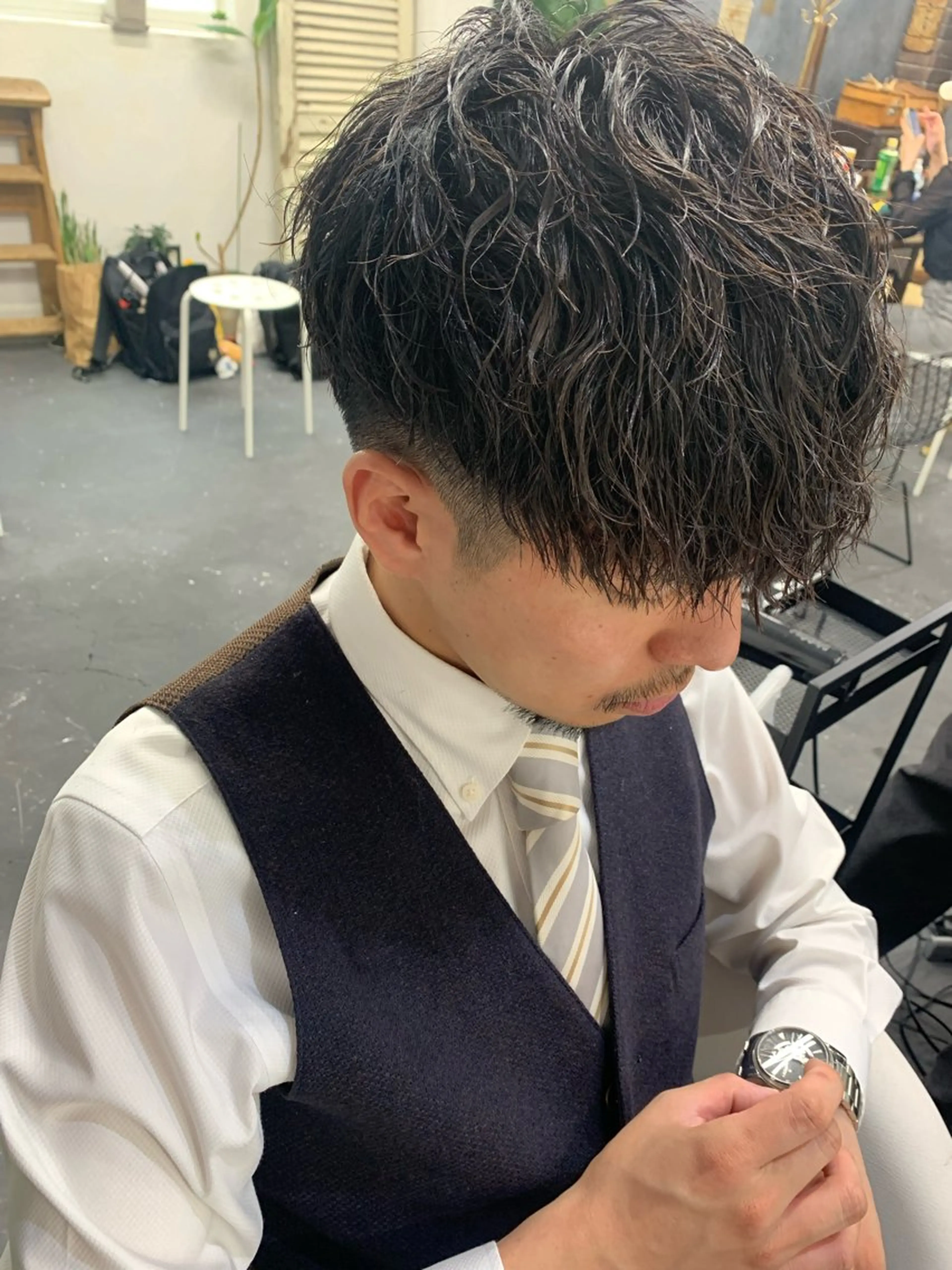 ショート カット ヘアカラー パーマ ヘアセット メンズパーマ/難波/ 心斎橋　室園亮佑のヘアスタイル