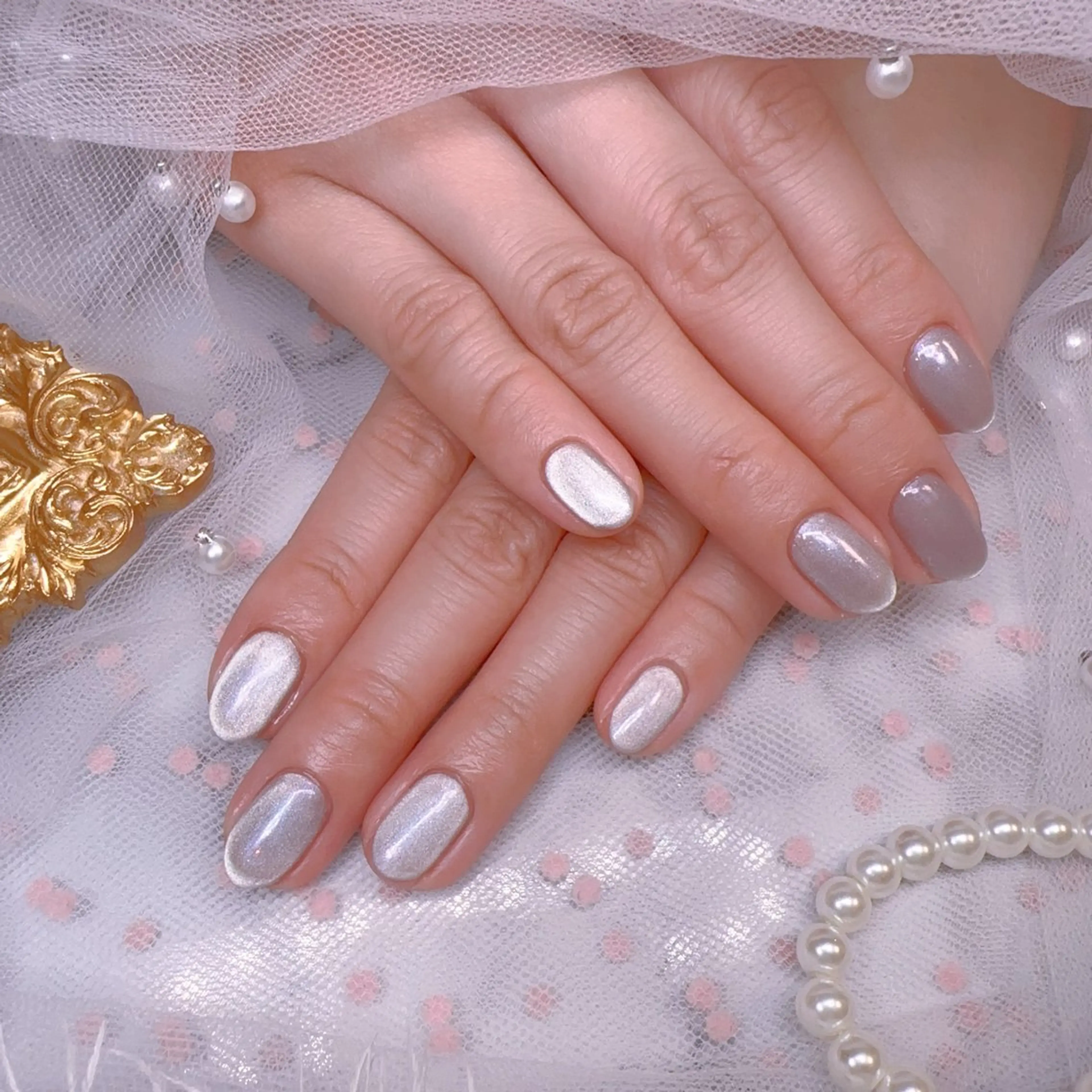 ネイル オーロラネイル フットネイル 韓国ネイル ラメ(グリッター) ラメグラデーション ハンドネイル Belle nail salon 新小岩のネイルデザイン