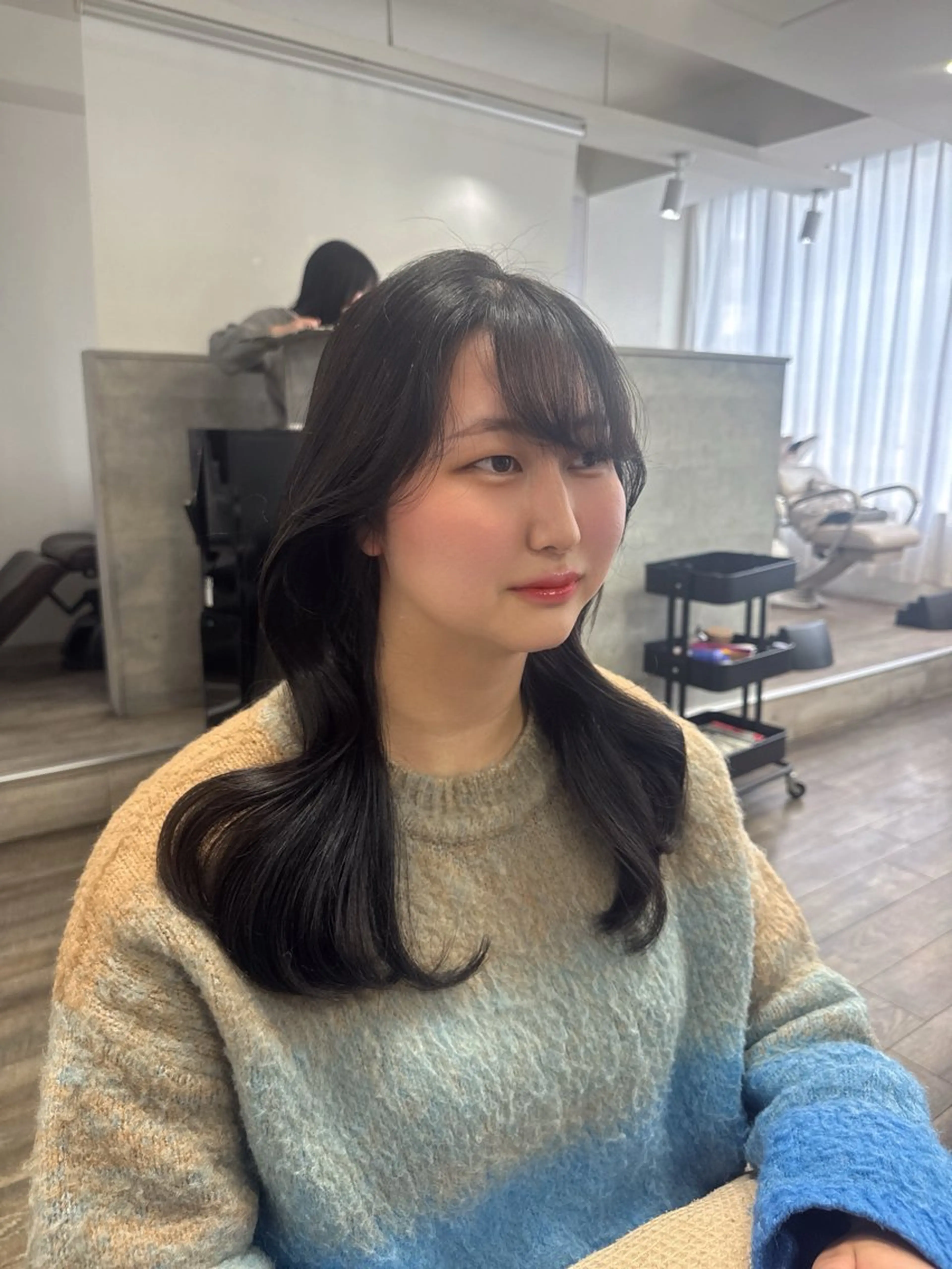 ロング カラー 黒髪 ブルーカラー ブルーブラック Rena/大阪美容室 /ワンホンヘアのヘアスタイル