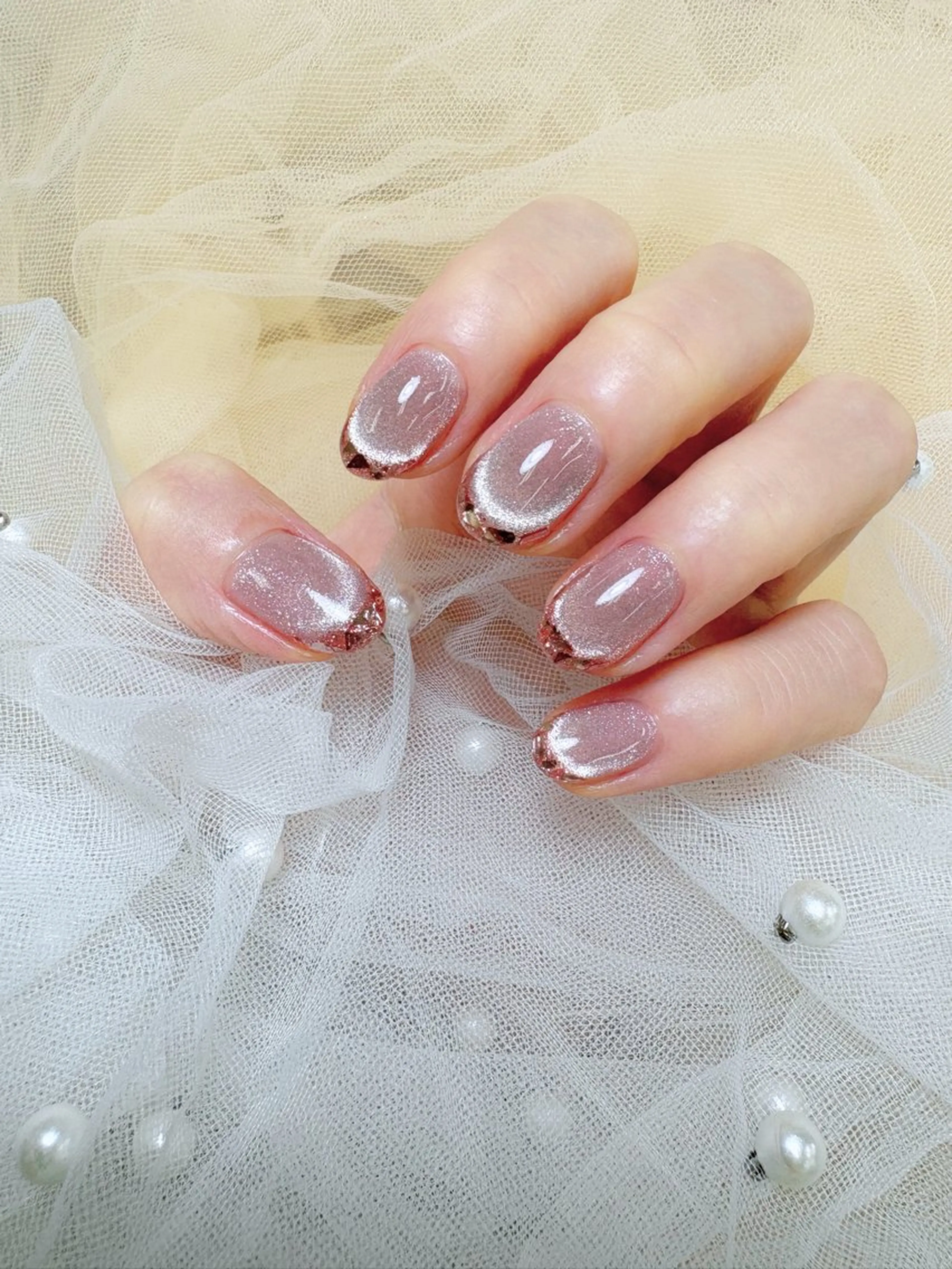 ネイル フレンチネイル マグネットネイル マグネットフレンチ ハンドネイル 💎ネイリスト💎 月奈🌕🎀のネイルデザイン