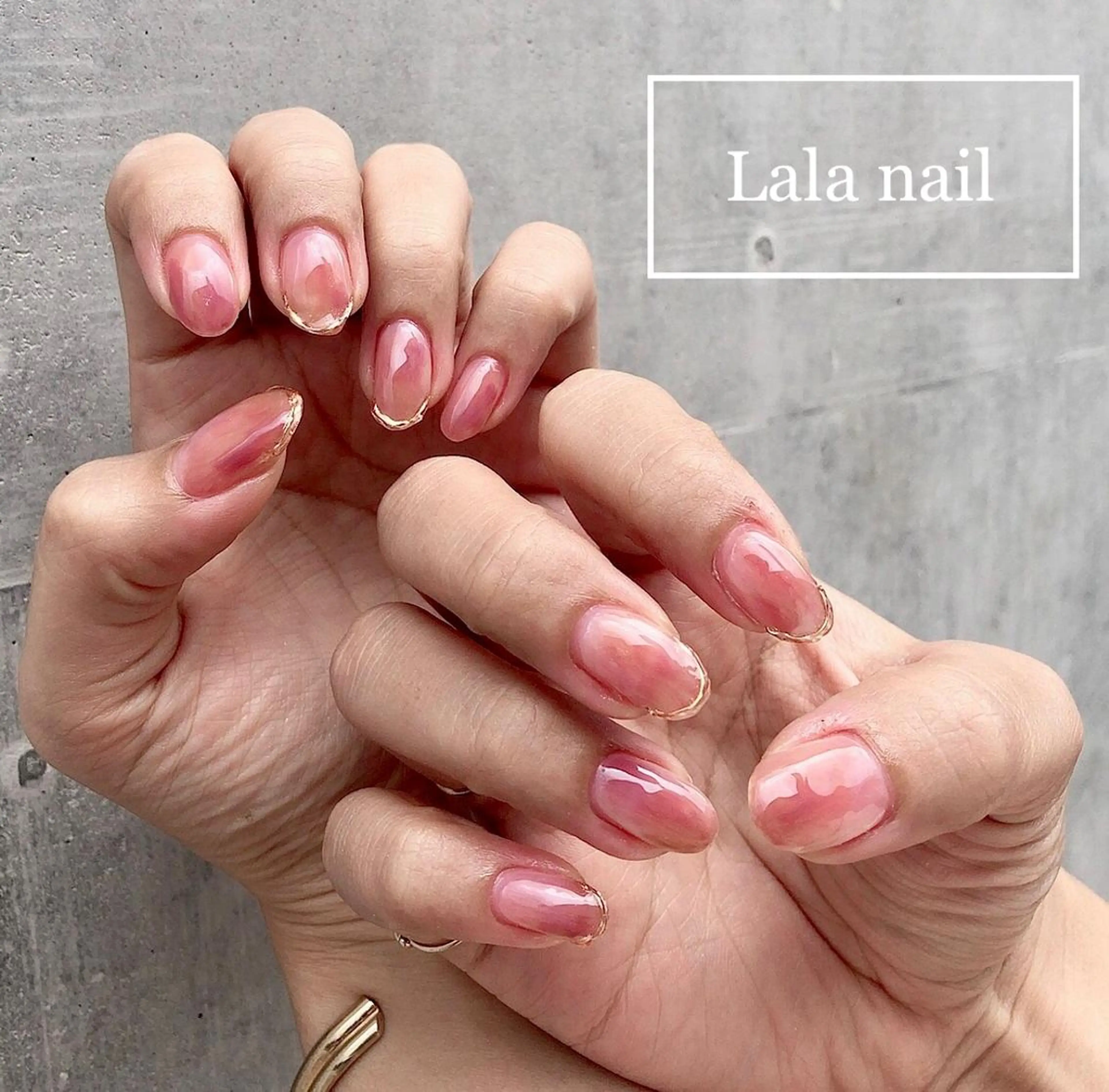 ネイル フレンチネイル ミラーネイル ピンク Lala nailのネイルデザイン