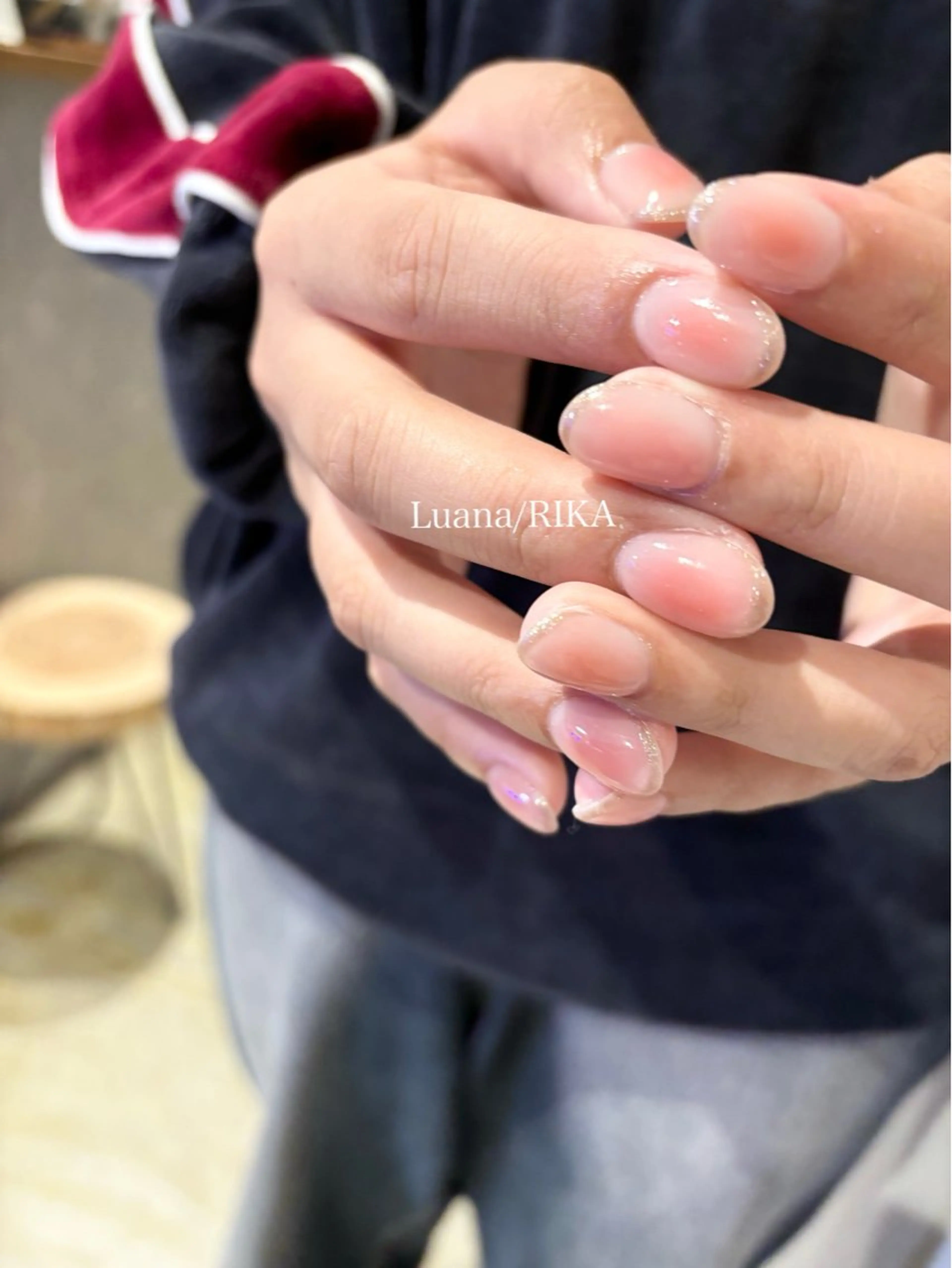 ネイル チークネイル フレンチネイル ラメ(グリッター) ハンドネイル Nail Salon Luana Rikaのネイルデザイン