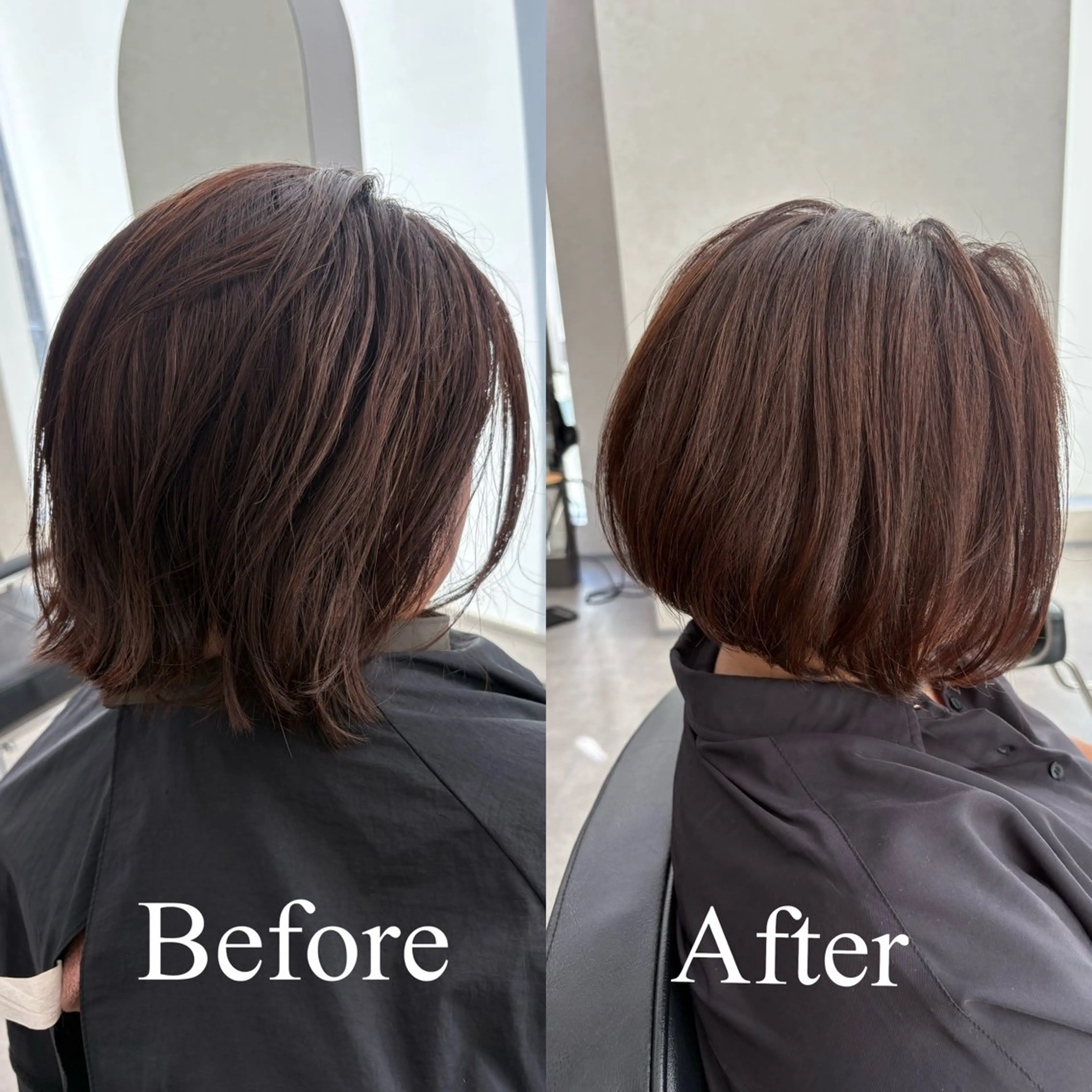 ミディアム カラー ボブ カット ヘアカラー トリートメント qumu 横浜所属・透明感カラー/ボブ/ 髪質改善ストレートのヘアスタイル