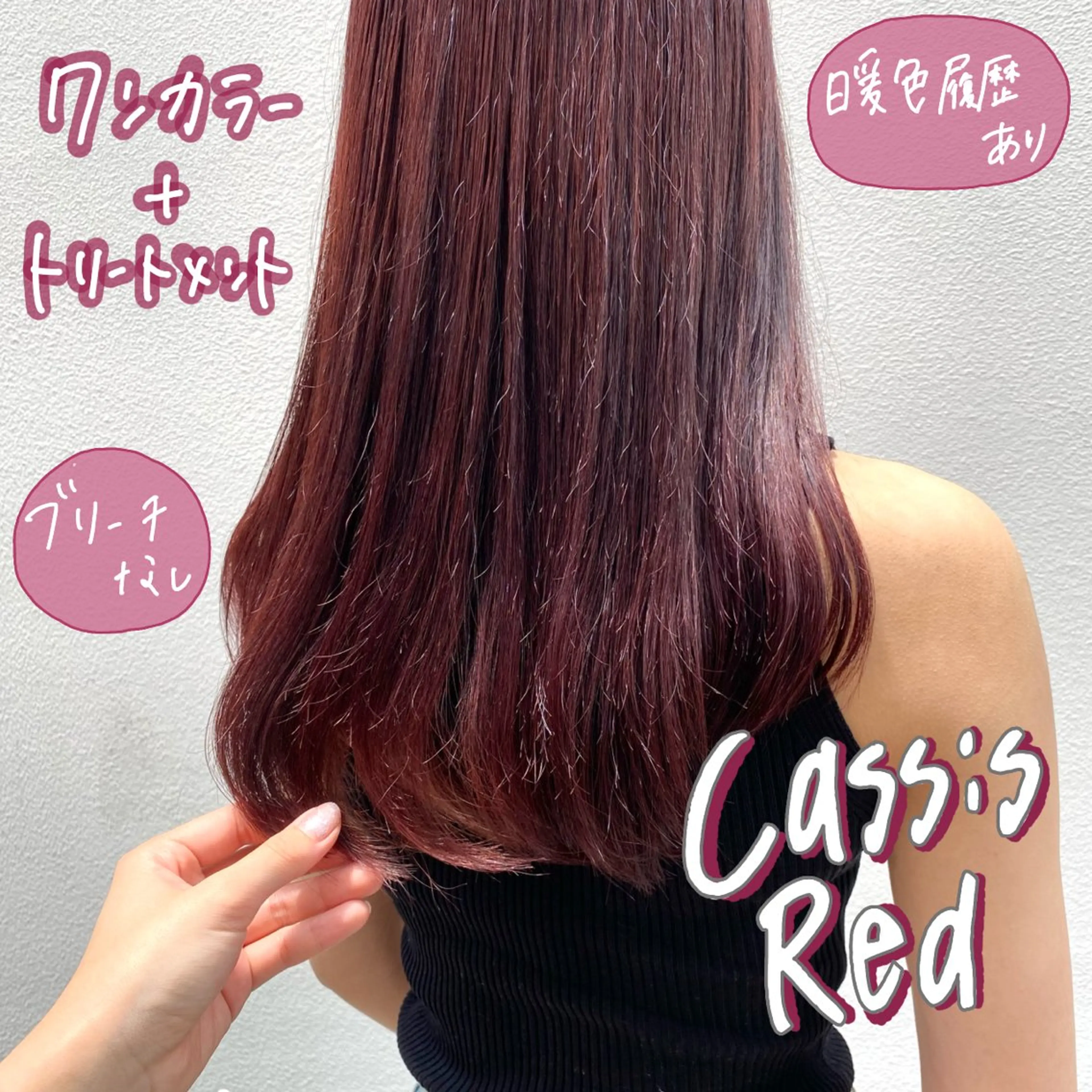 ロング カラー ブリーチ カシス ブリーチなしカラー レッドカラー 暖色艶color / ボブ🦩Rioのヘアスタイル