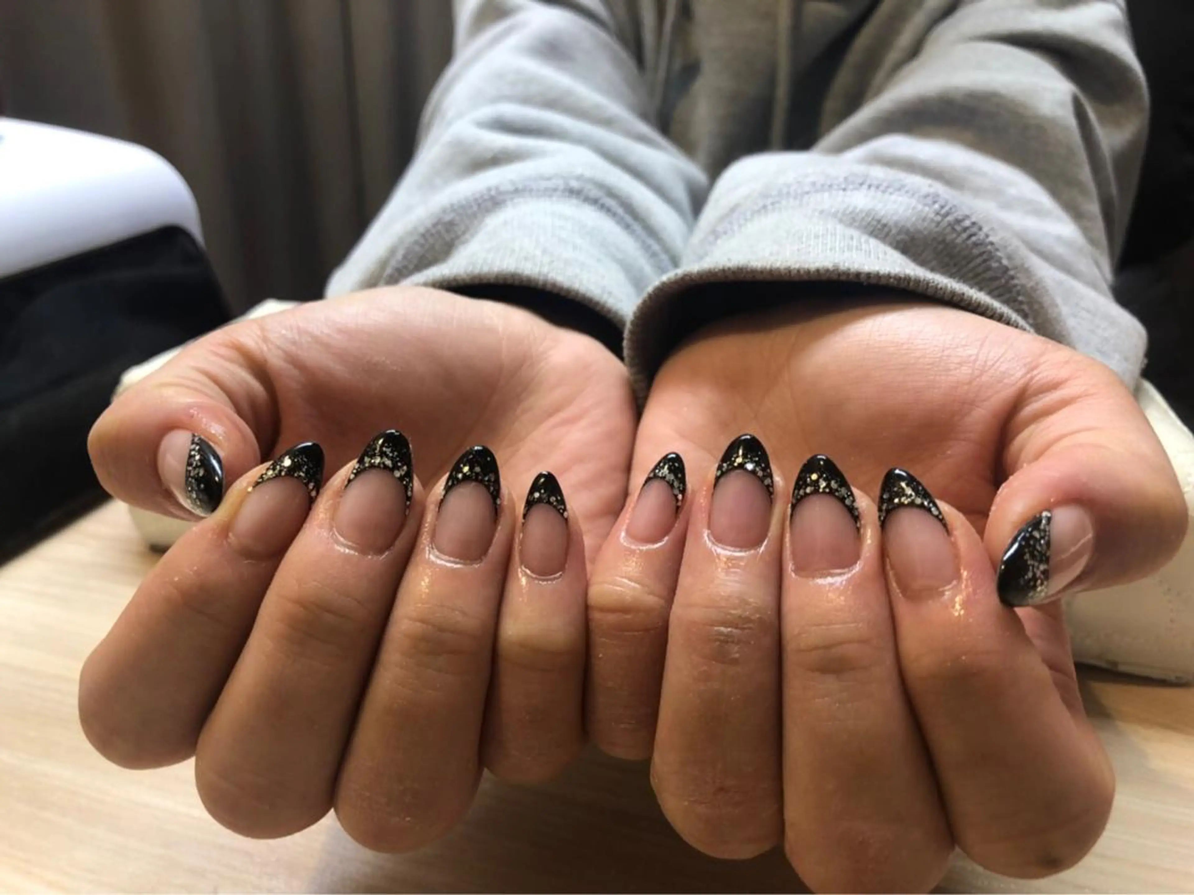 ネイル フレンチネイル ラメ(グリッター) ラメグラデーション 韓国/網紅/パーツ M-salonのネイルデザイン