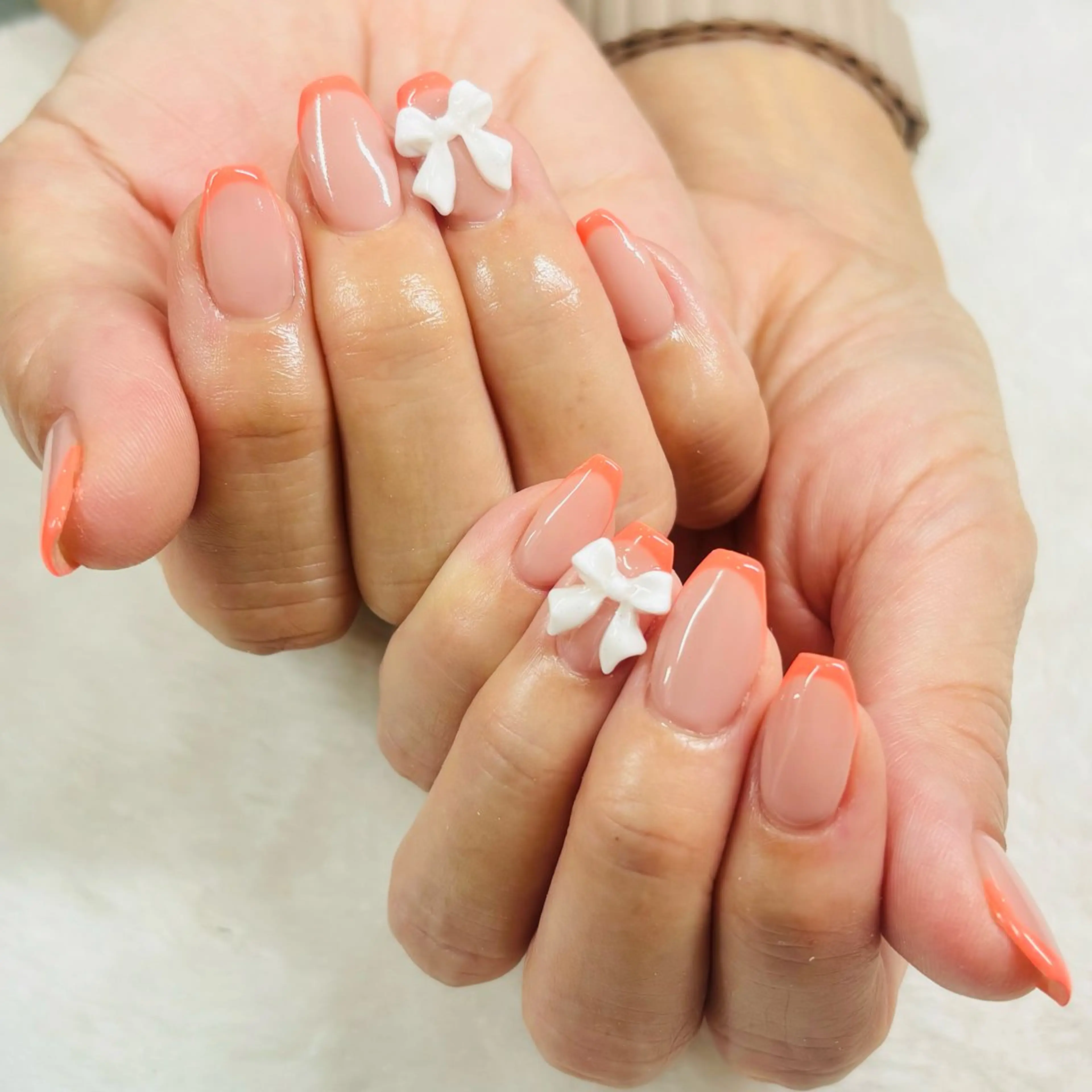 ネイル フレンチネイル オレンジ AngelCoco Tabataのネイルデザイン