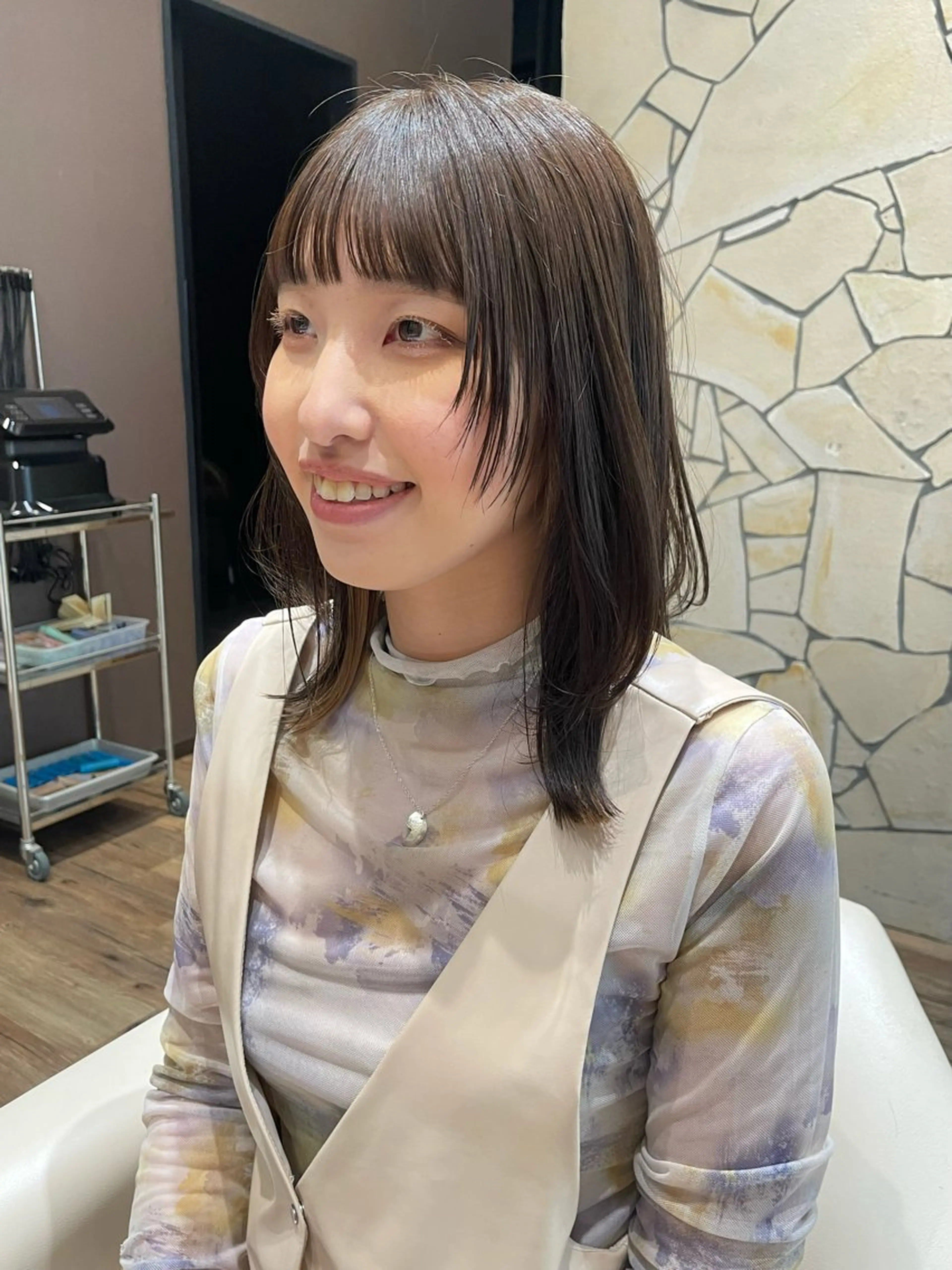 セミロング カラー レイヤーカット シャギー BELLA/天王寺/ 似合わせ/木浦心のヘアスタイル