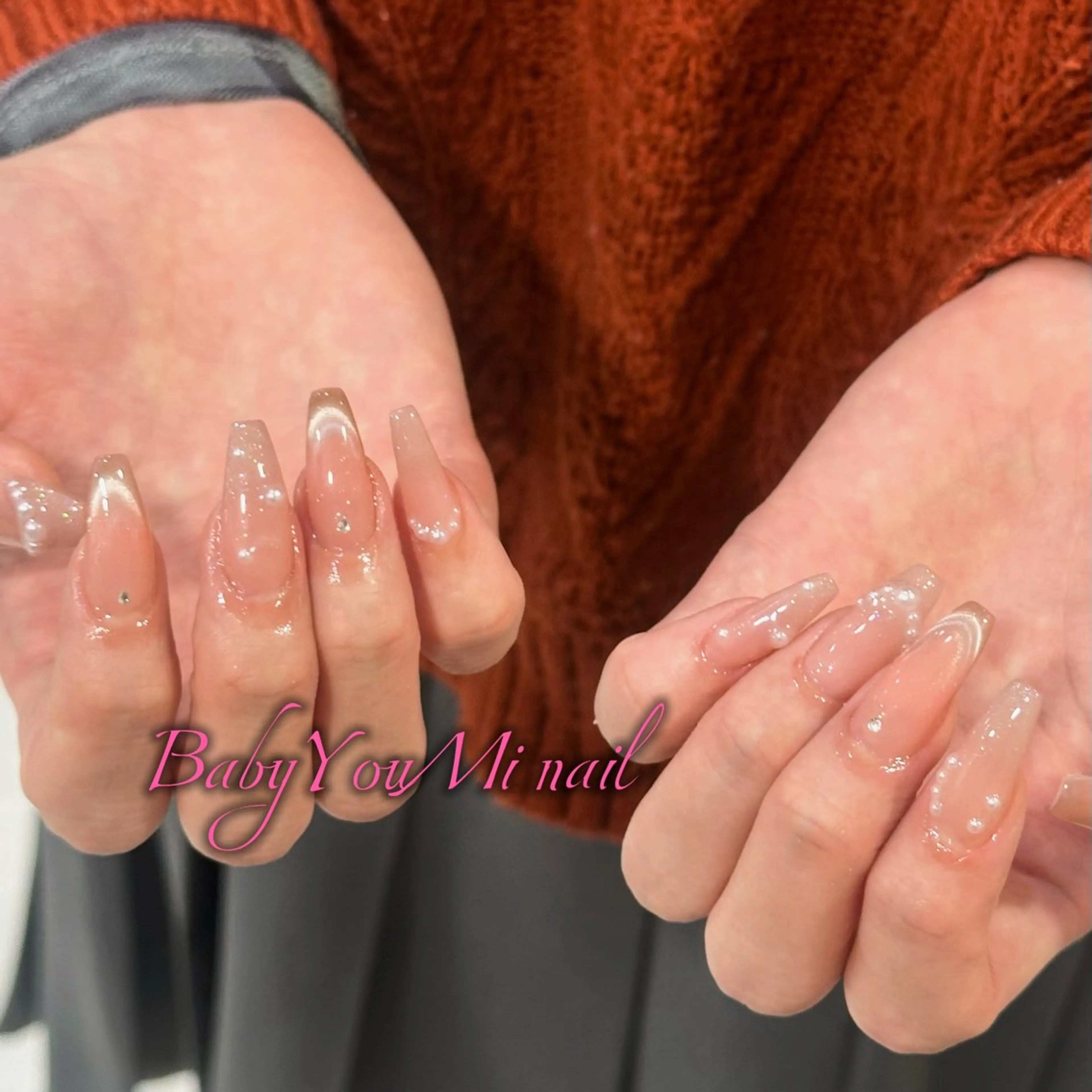 ネイル オーロラネイル フラワーネイル フットネイル フレンチネイル ジェルネイル ハンドネイル BabyYouMi ねねのネイルデザイン