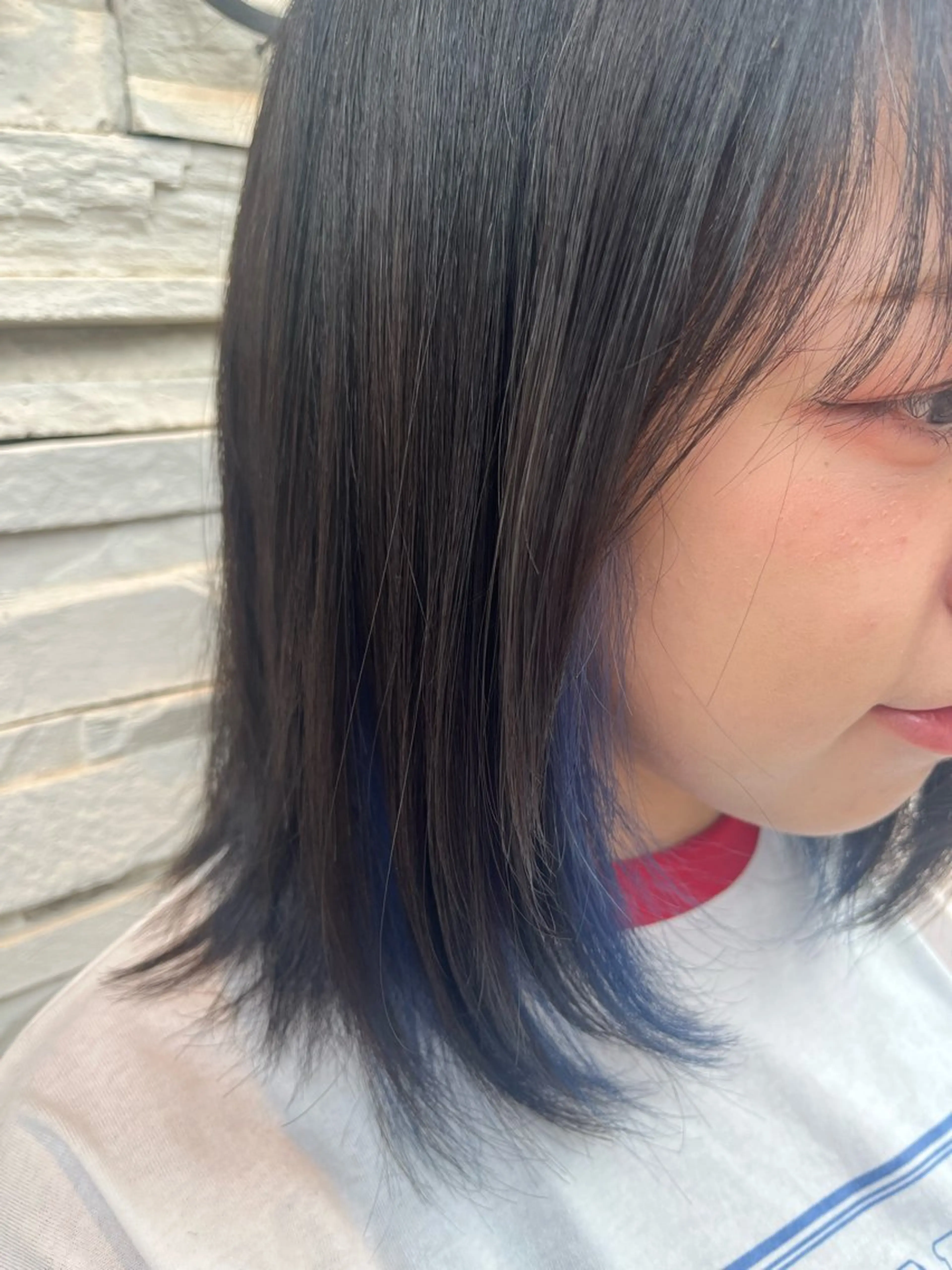 ミディアム カラー ブルーカラー インナーカラー ヘアカラー たかしま あさひのヘアスタイル