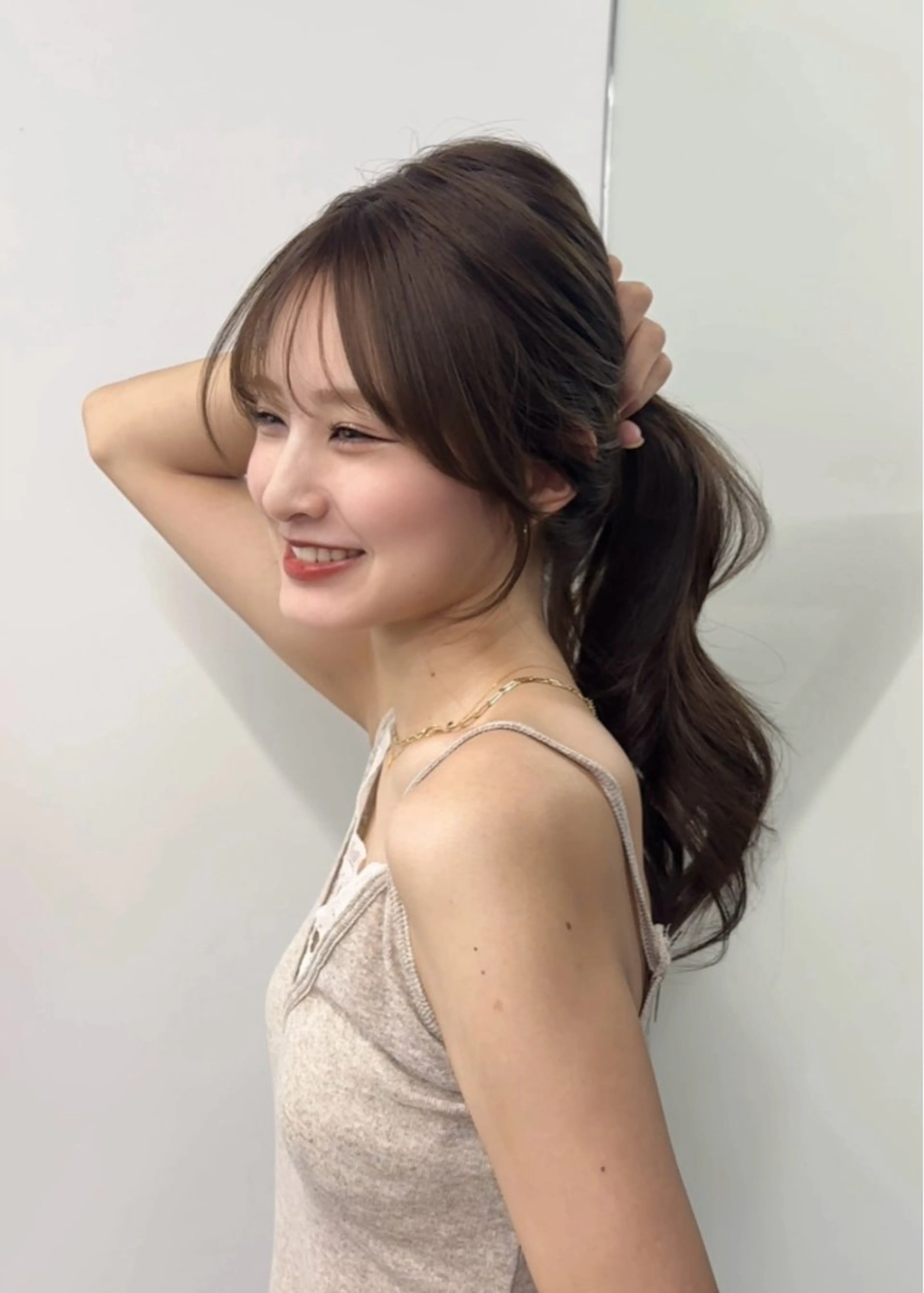 セミロング 顔周りカット ブリーチなしヘーゼル 🤎透明感カラー 唯のヘアスタイル