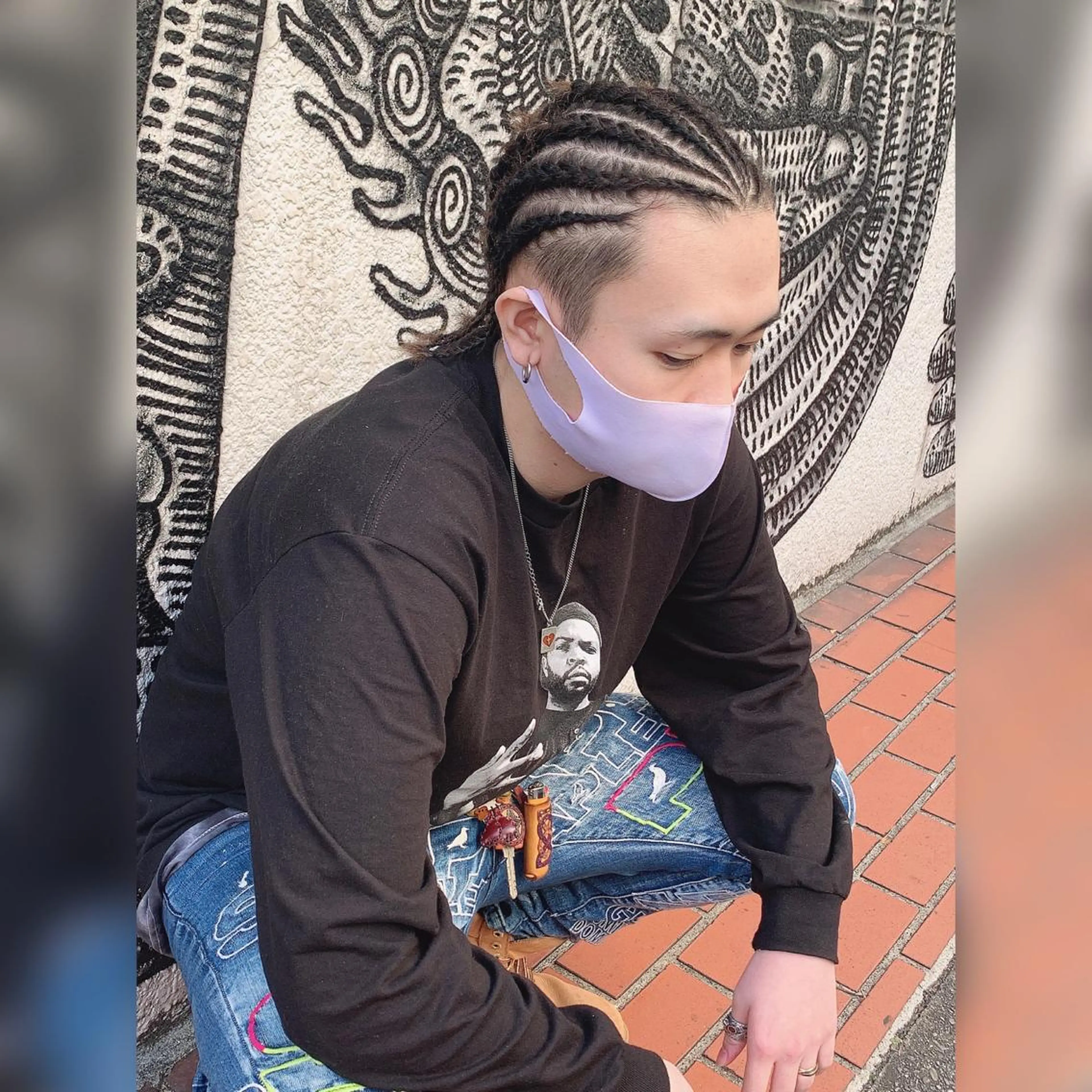 ミディアム カラー パーマ ヘアアレンジ メンズ 黒髪 haco+所属・🌈派手髪エクステ ブレイズ🌈ひろとのヘアスタイル