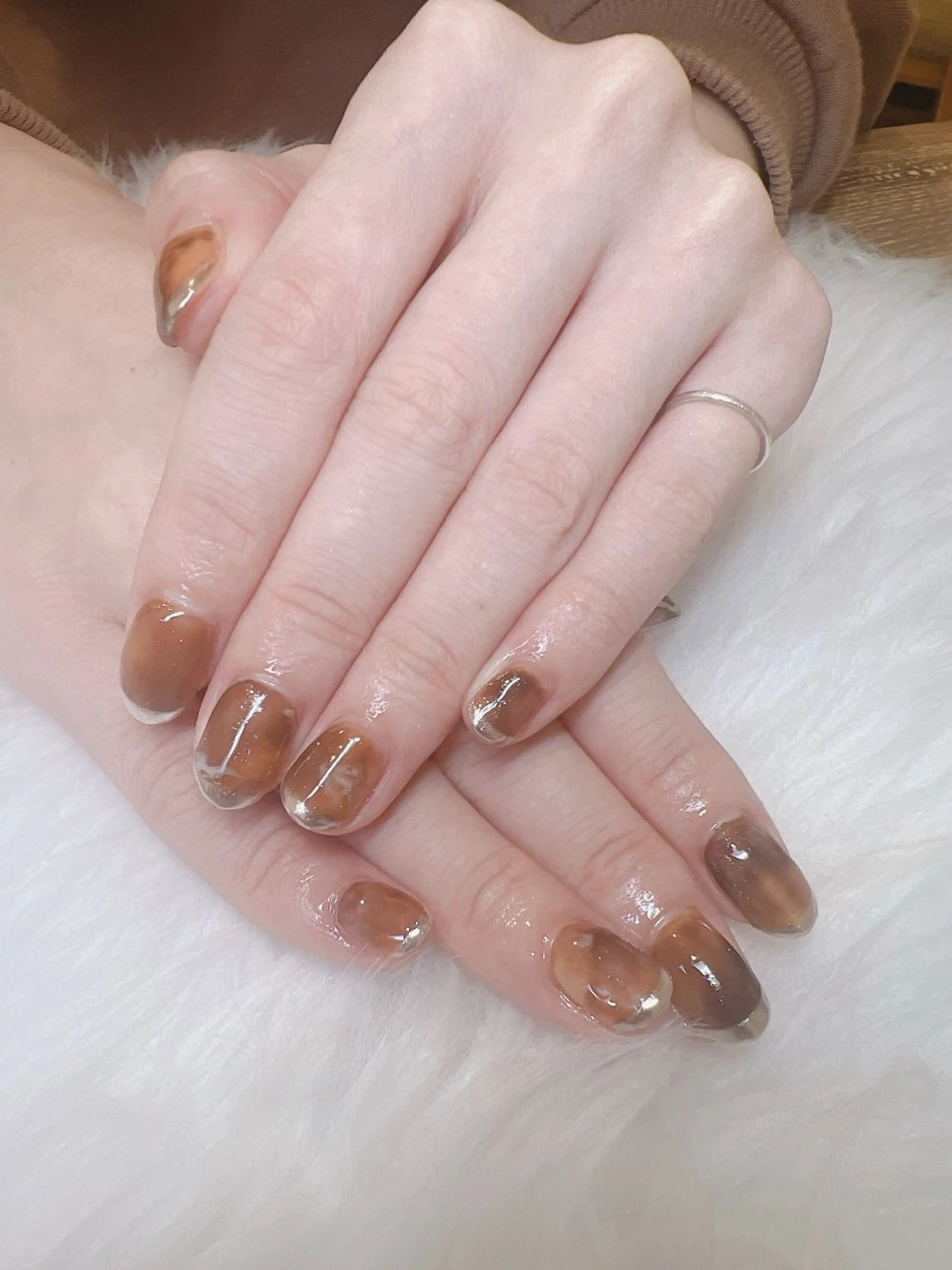 ネイル フレンチネイル ジェルネイル ミラーネイル 持ち込み ニュアンスネイル ハンドネイル 若狭 早希のネイルデザイン