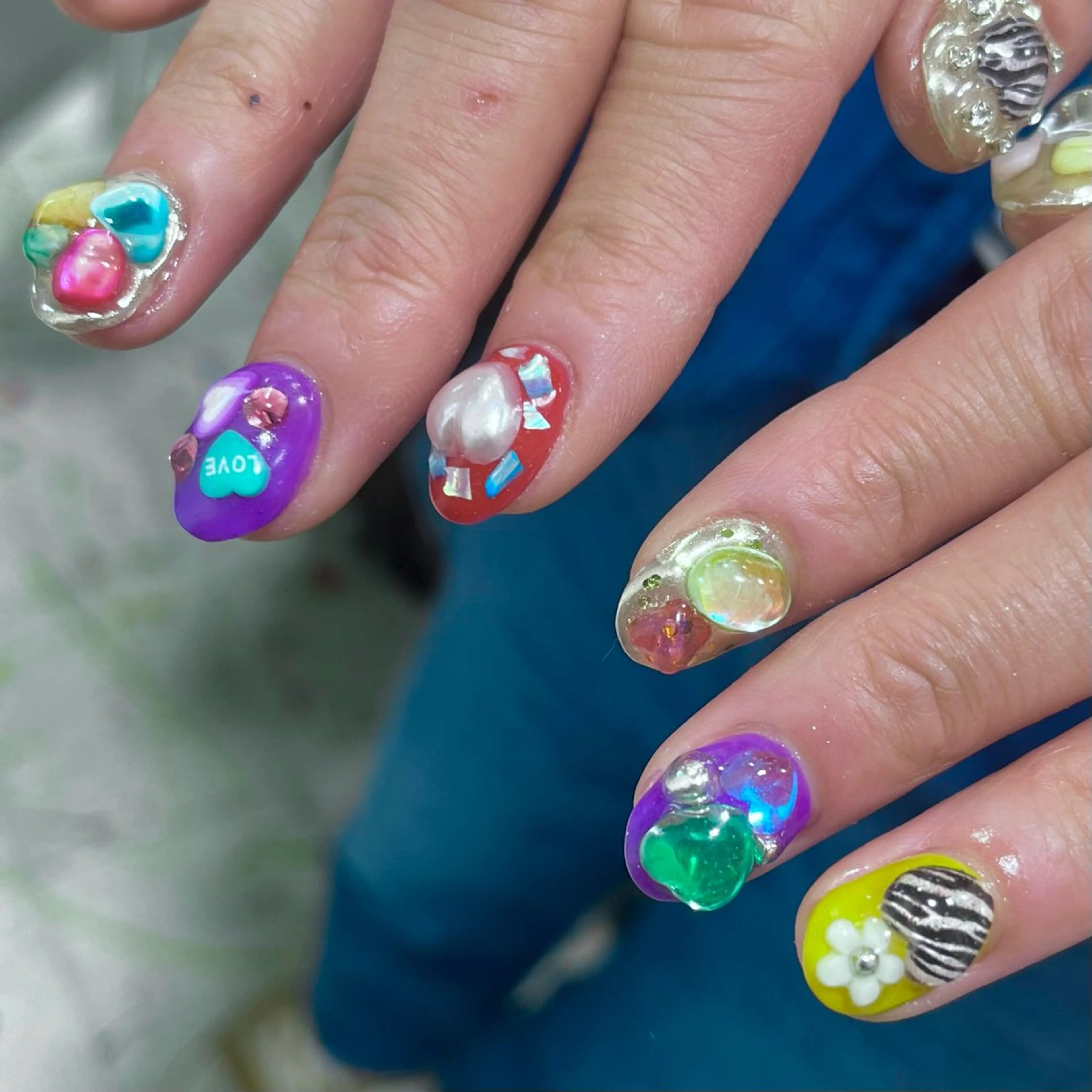 ネイル オーロラネイル ハート キラキラネイル ミラーネイル ハンドネイル フットネイル para ☀︎ sol by BECK所属・Para Sol nail　Maoのネイルデザイン