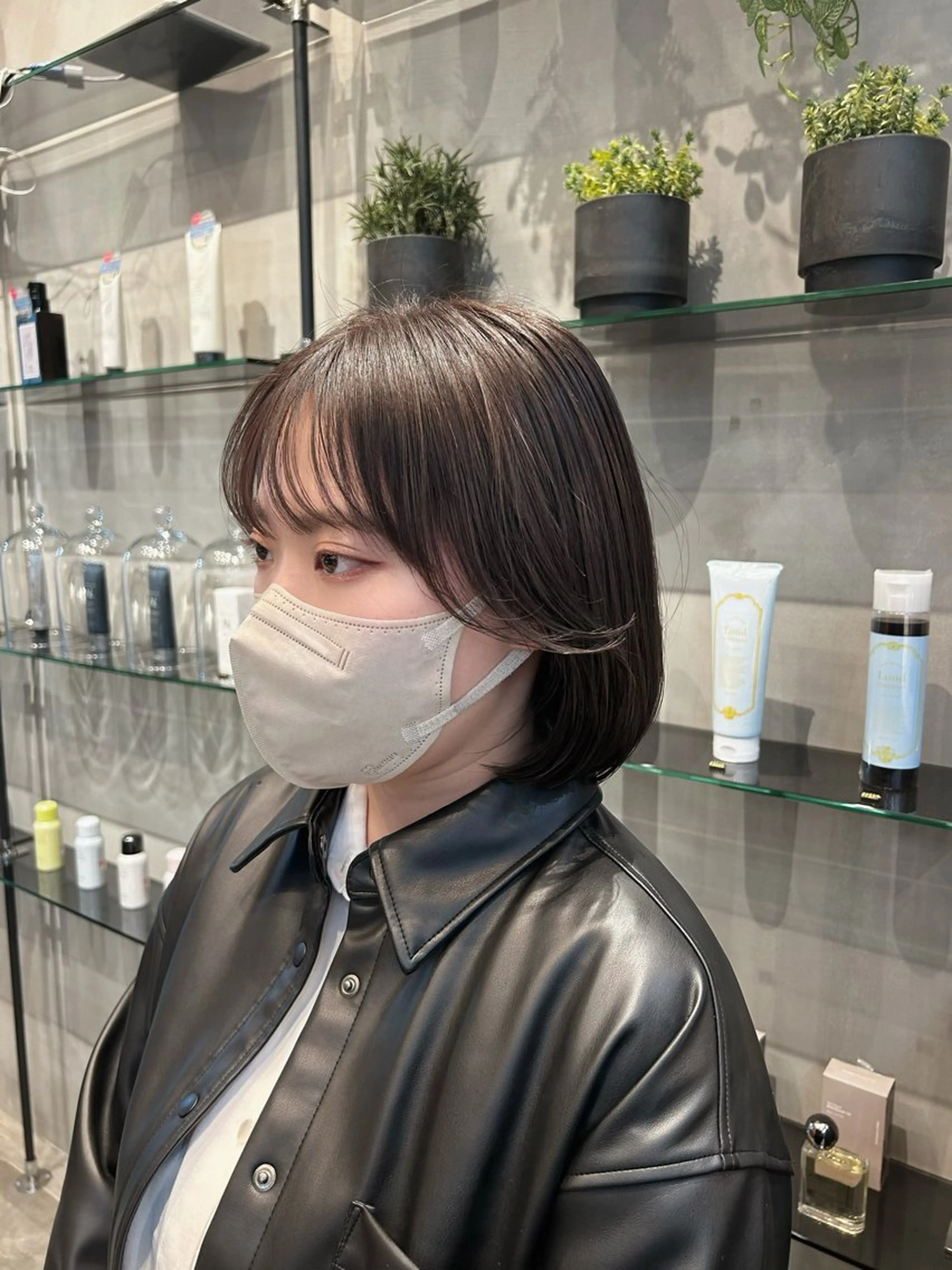 ミディアム カラー ボブ 髪質改善 田中 励也 縮毛矯正のヘアスタイル