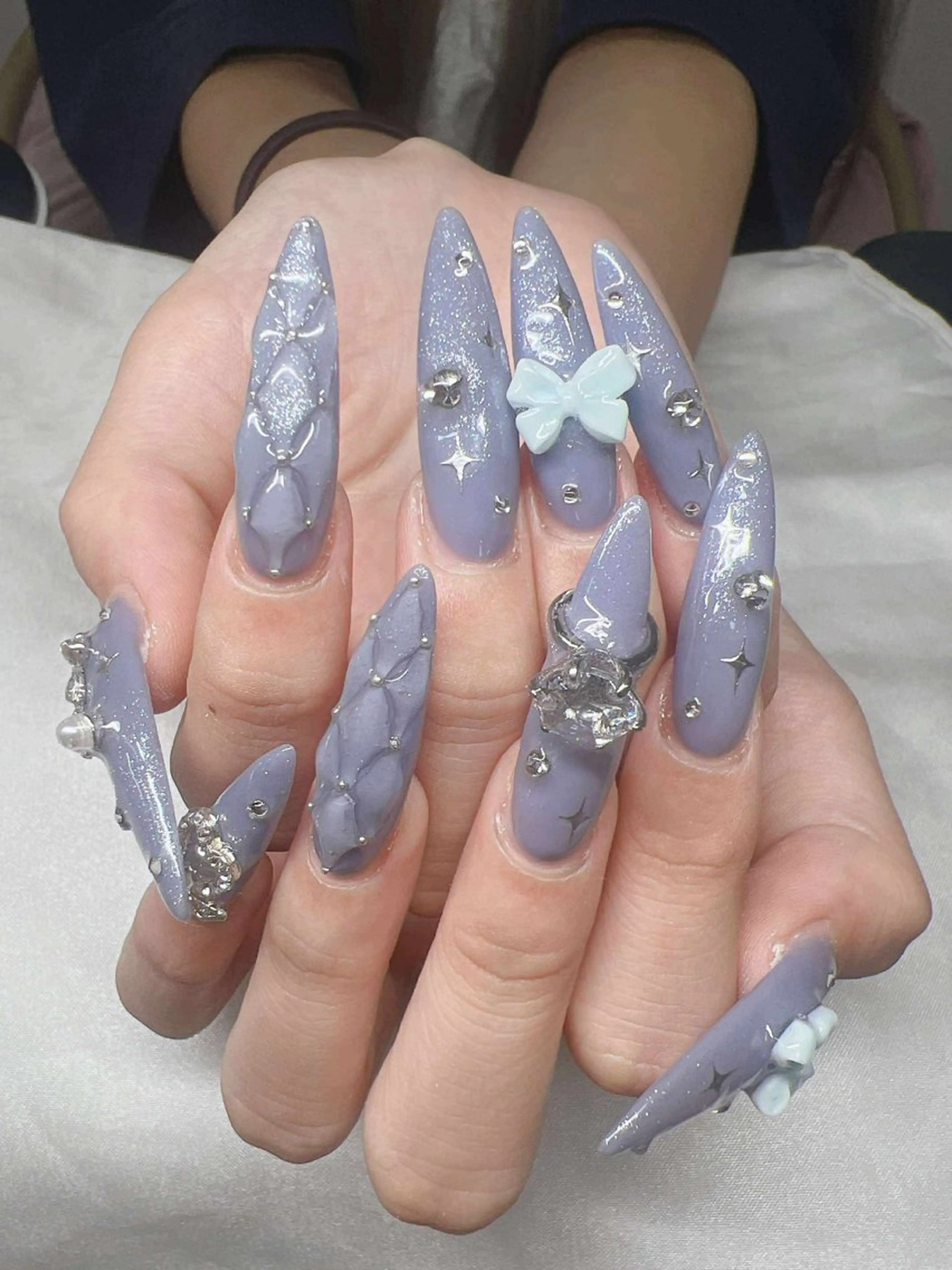 ネイル 長さ出し グラデーション 卒業式 キラキラネイル マグネットネイル ハンドネイル Lee Nailsのネイルデザイン
