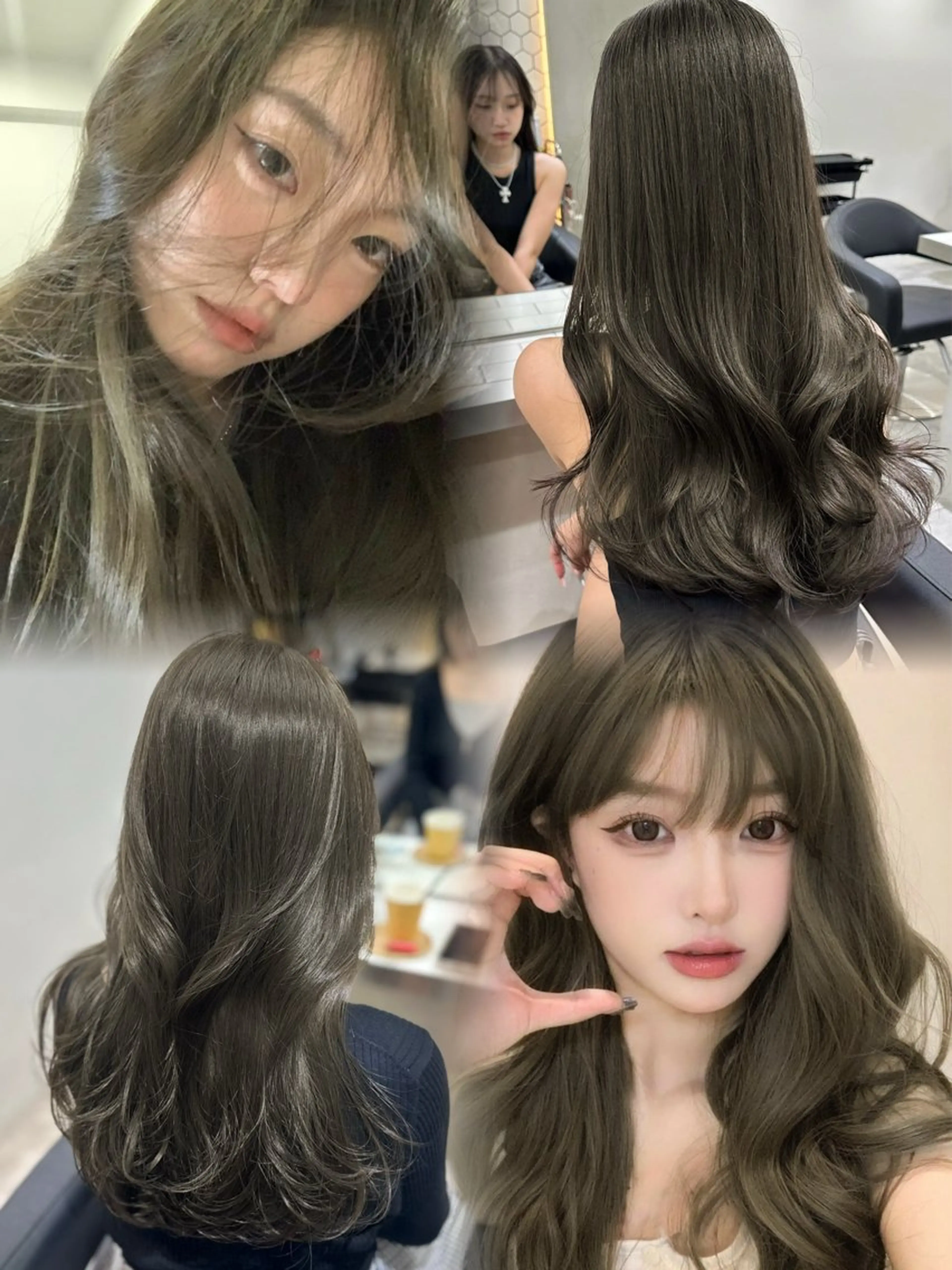 ロング カラー カット ヘアカラー トリートメント レイヤー 顔周り グレージュ/添田晃基のヘアスタイル