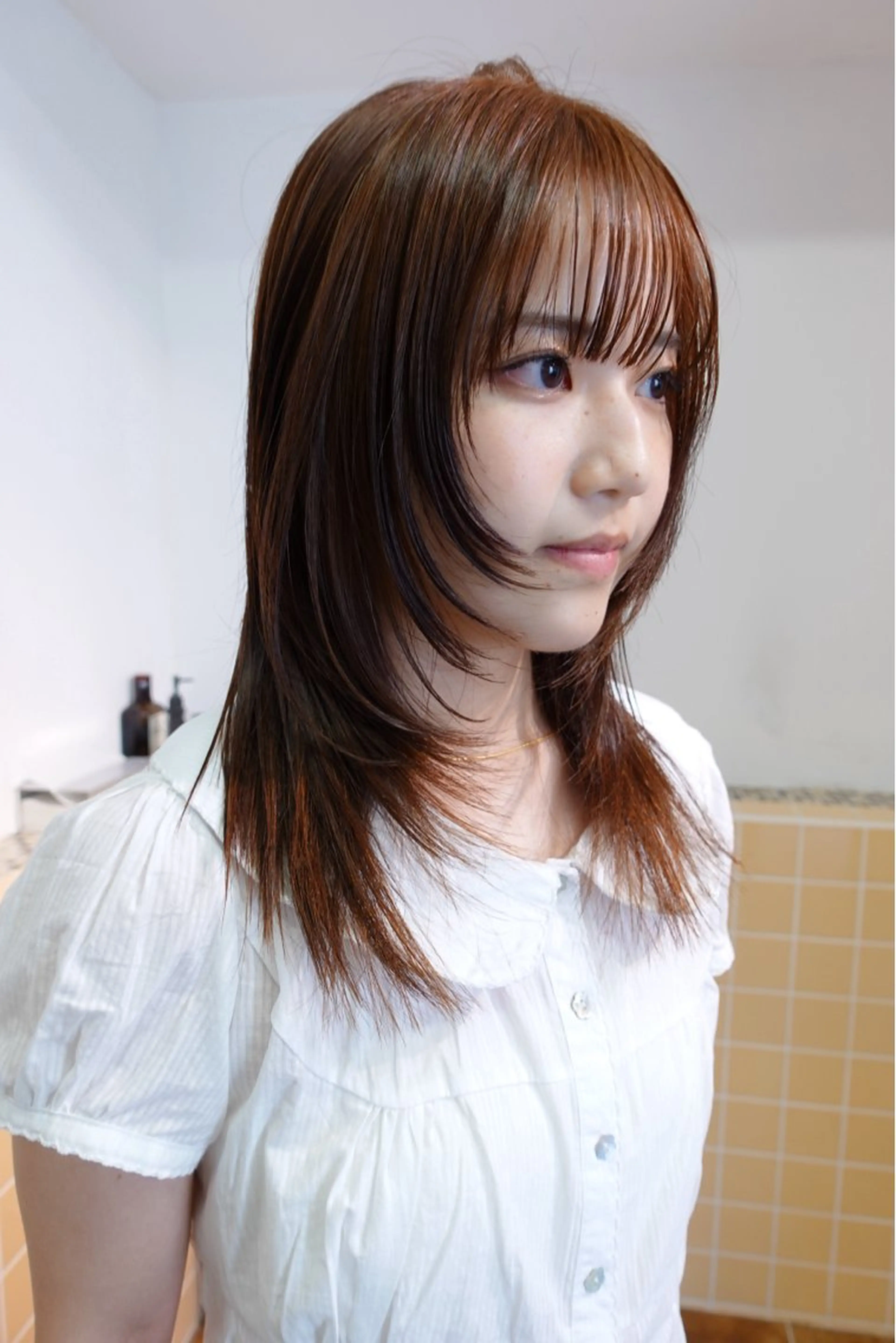 ミディアム カラー カット ヘアカラー トリートメント sakura🌸 レイヤー/nelkeのヘアスタイル