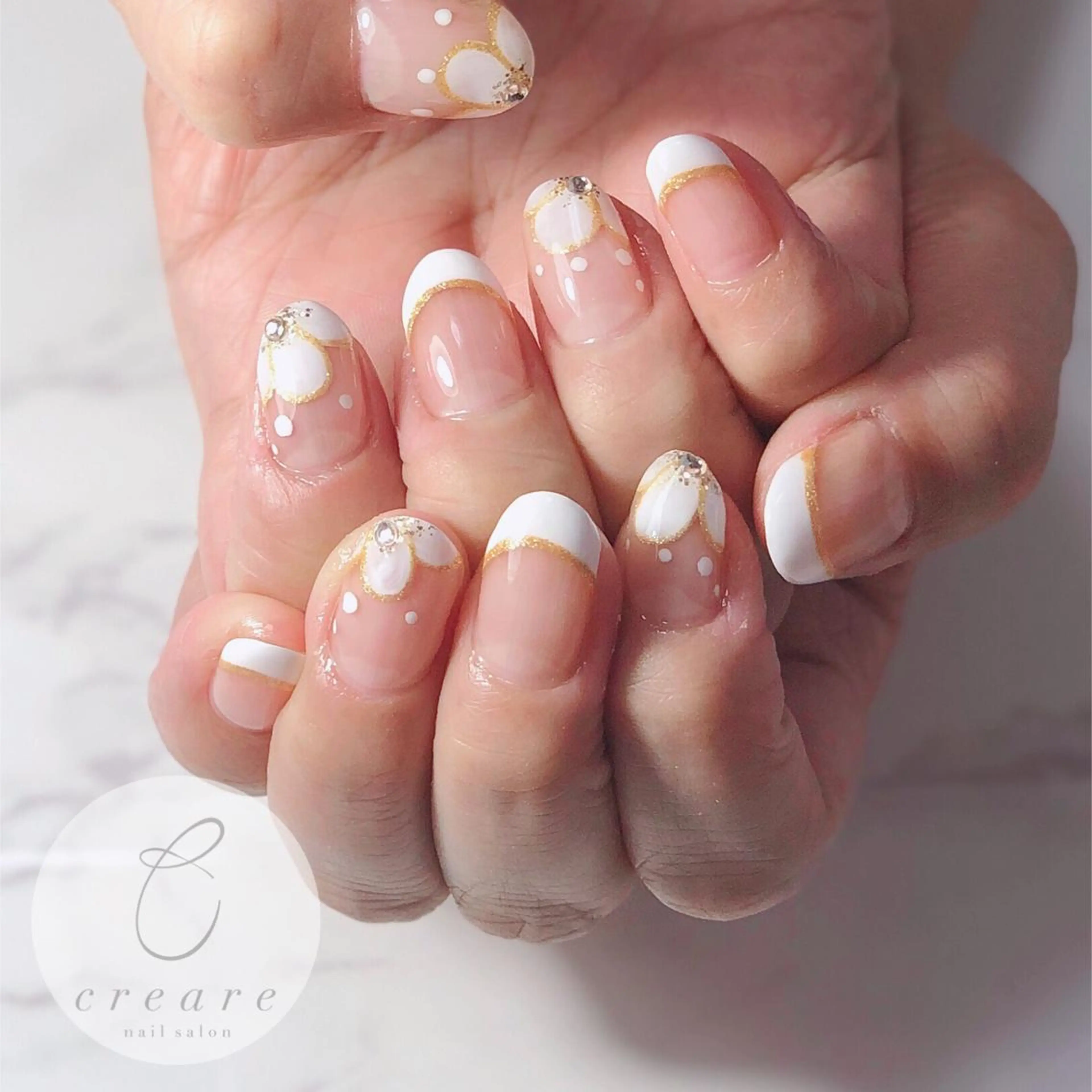 ネイル アートネイル フレンチネイル ジェルネイル ラメ(グリッター) オフィスネイル 辻野 和枝のネイルデザイン