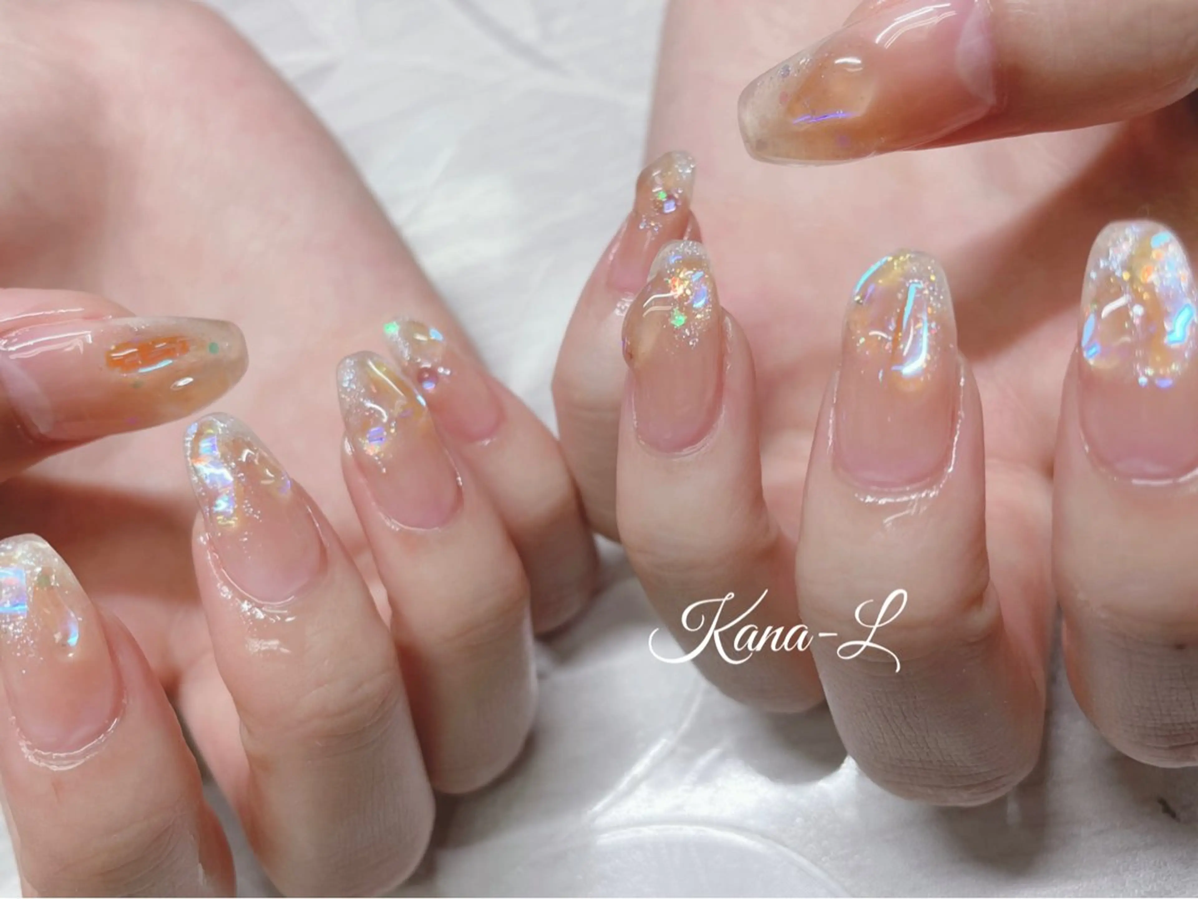 ネイル ジェルネイル 氷ネイル・うるうるネイル キラキラネイル 韓国ネイル パラジェル 芦辺 香奈のネイルデザイン