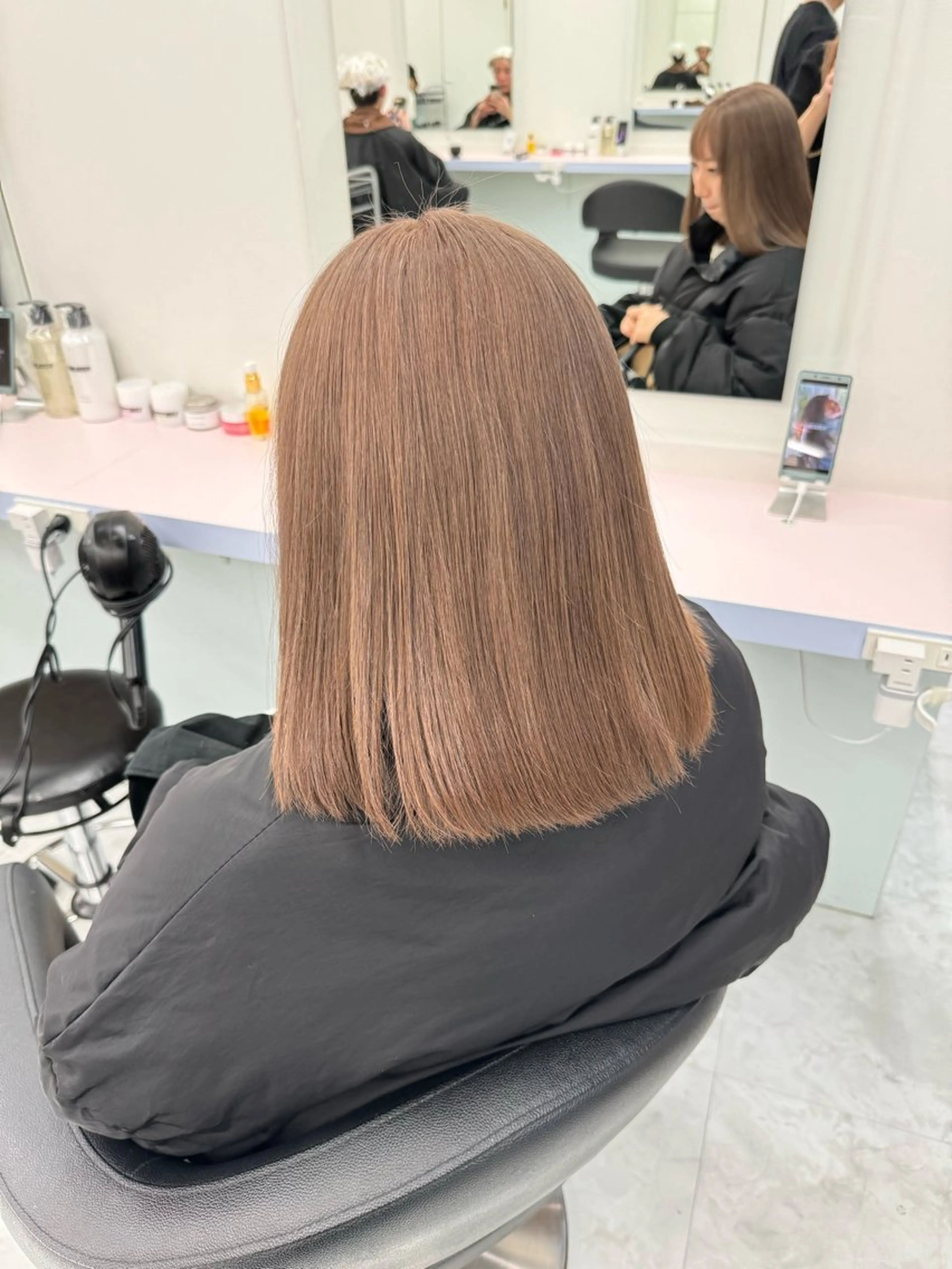 ミディアム カラー ベージュカラー ミルクティーベージュ カット ヘアカラー トリートメント ヘアセット ♡ブリーチカラー♡ Mirioのヘアスタイル
