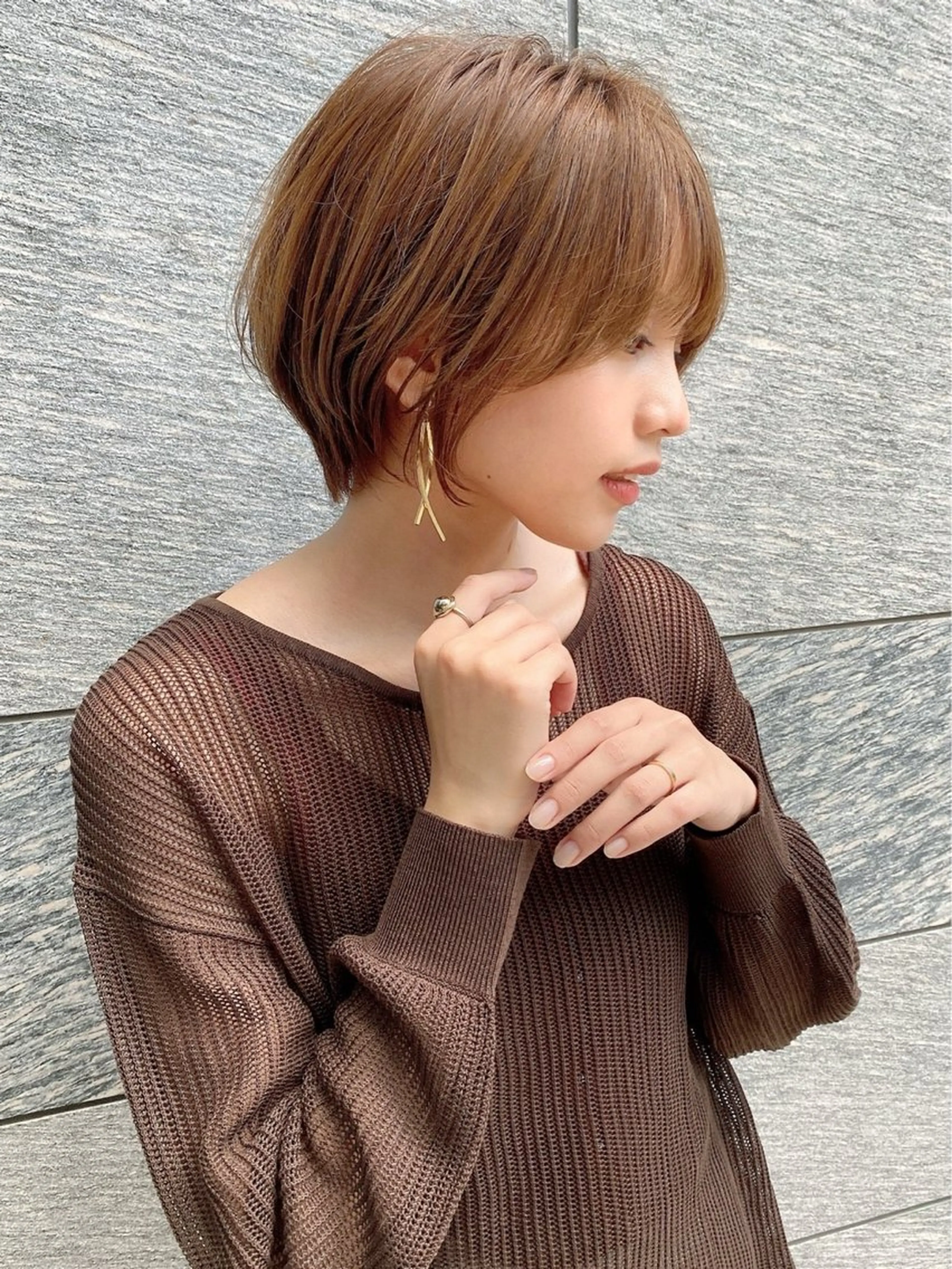 ショート 韓国風カラー ボブ くびれヘア エギョモリ 顔まわりレイヤー ボブ/顔周りカット /髪質改善/鈴木隆太のヘアスタイル
